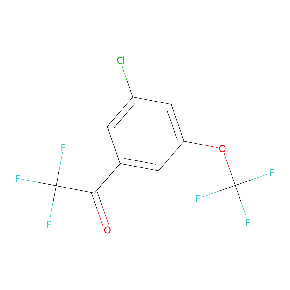 1-(3-Chloro-5-(trifluoromethoxy)phenyl)-2,2,2-trifluoroethanone molecular structure, CAS 1190865-45-2