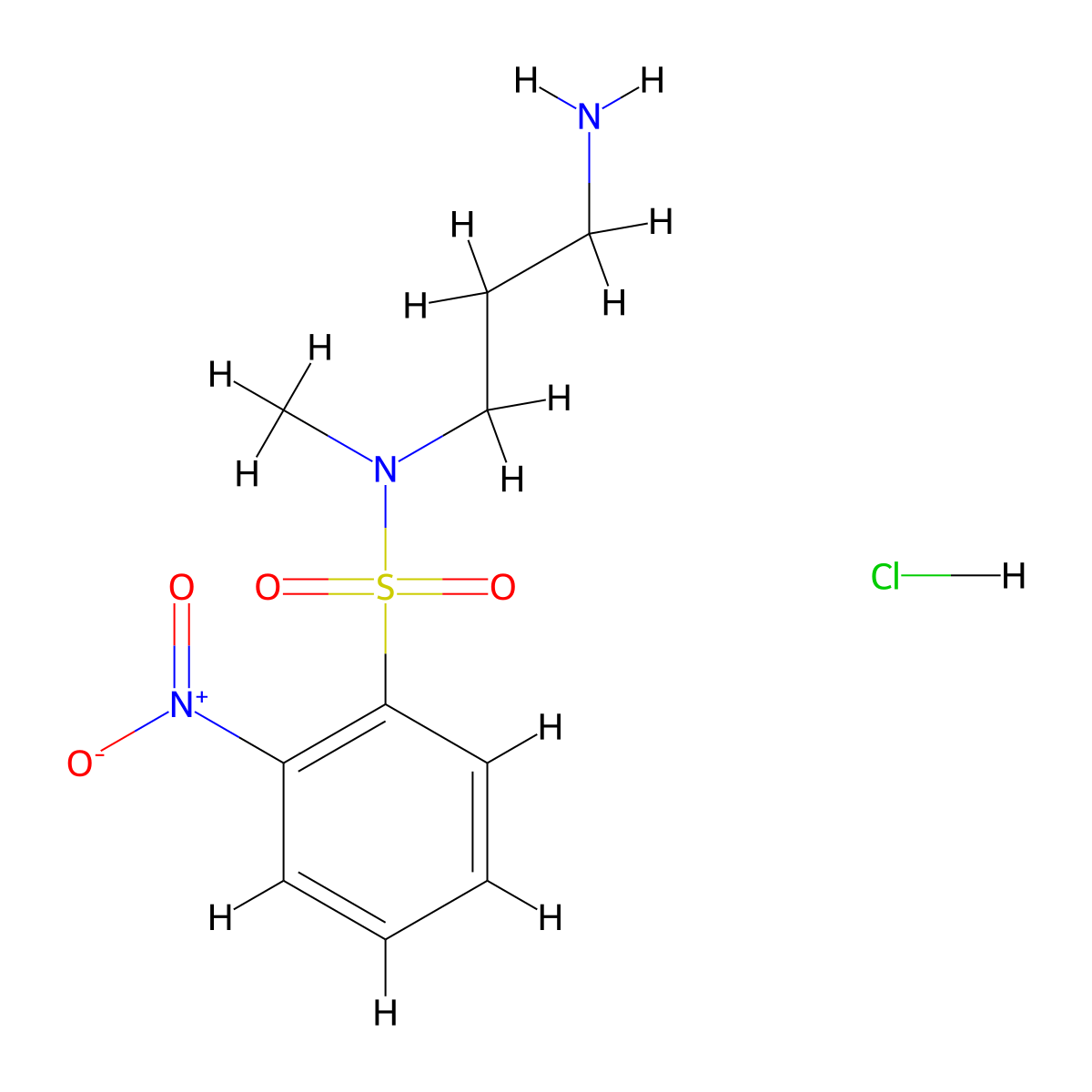 N-(3-aminopropyl)-N-methyl-2-nitrobenzene-1-sulfonamide hydrochloride molecular structure, CAS 1190890-01-7