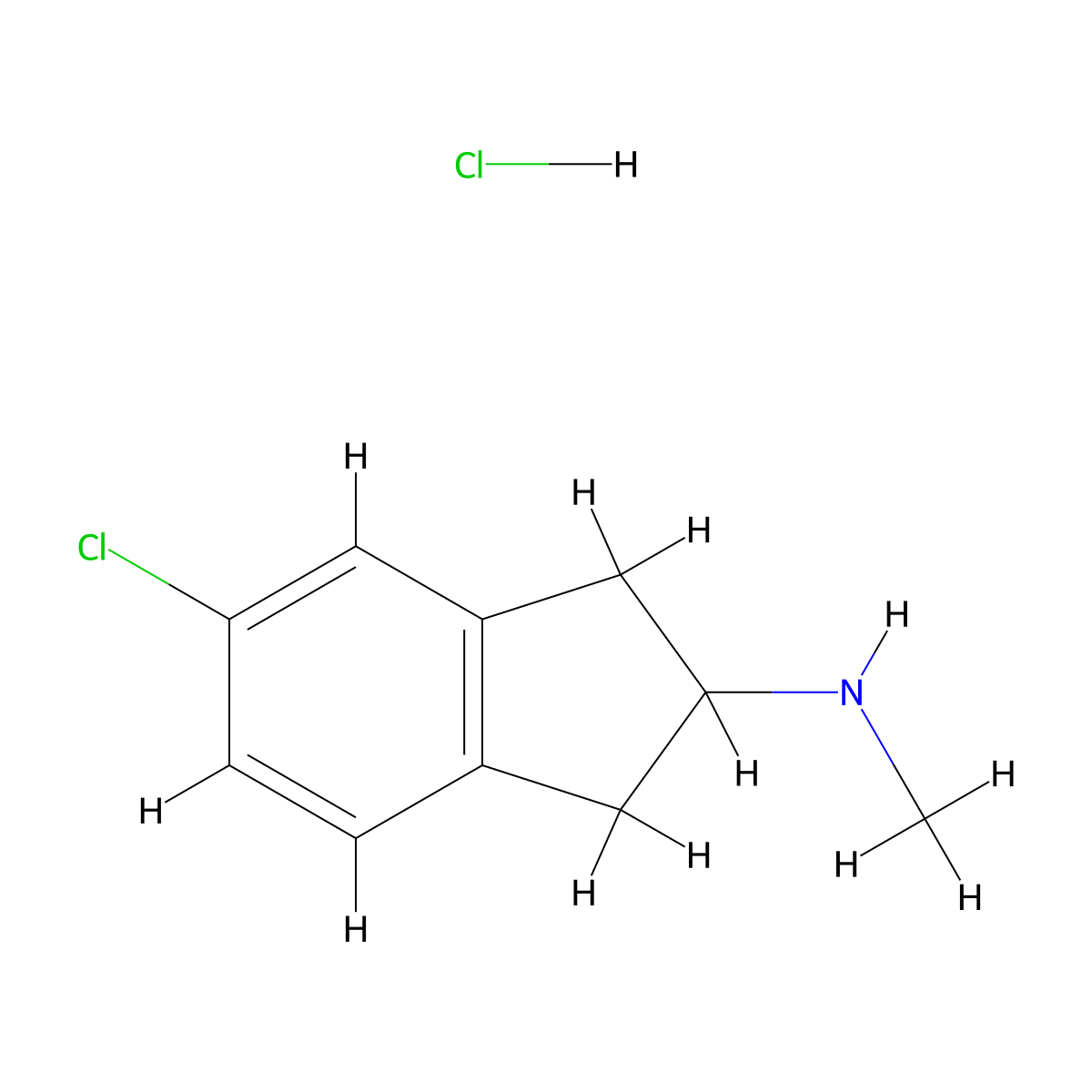 5-chloro-N-methyl-2,3-dihydro-1H-inden-2-amine hydrochloride molecular structure, CAS 1190890-41-5