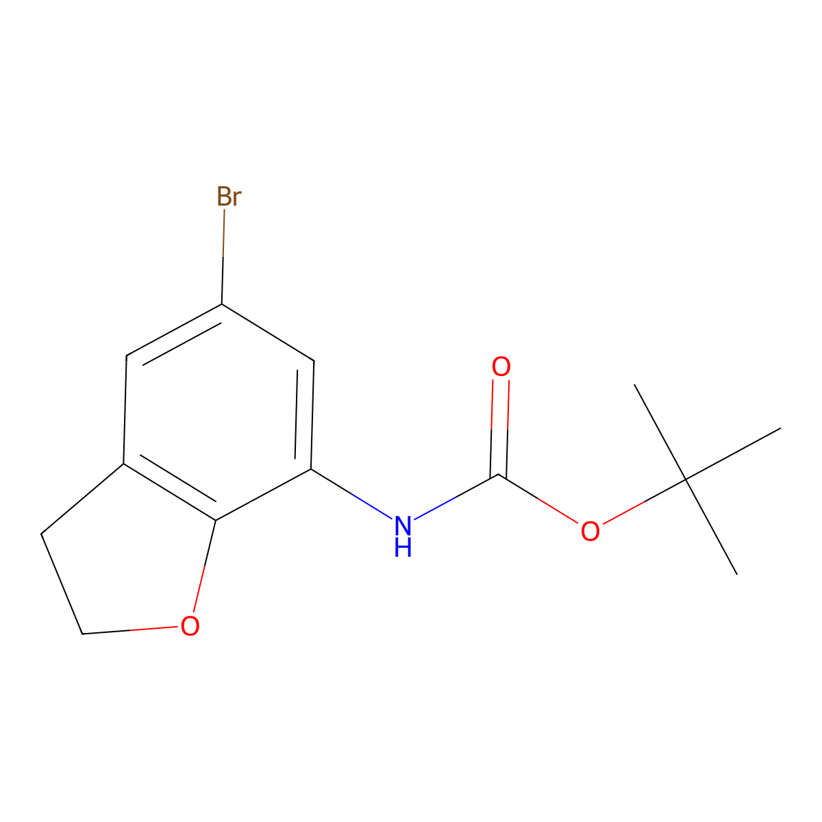 Tert-butyl (5-bromo-2,3-dihydrobenzofuran-7-YL)carbamate molecular structure, CAS 1190892-01-3