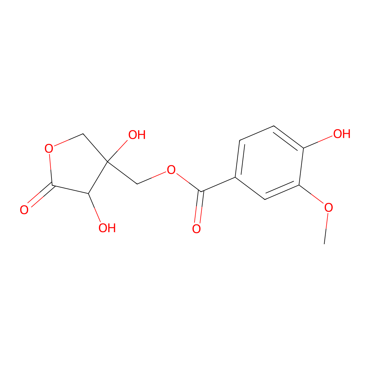 (3,4-Dihydroxy-5-oxooxolan-3-yl)methyl 4-hydroxy-3-methoxybenzoate molecular structure, CAS 1190897-23-4