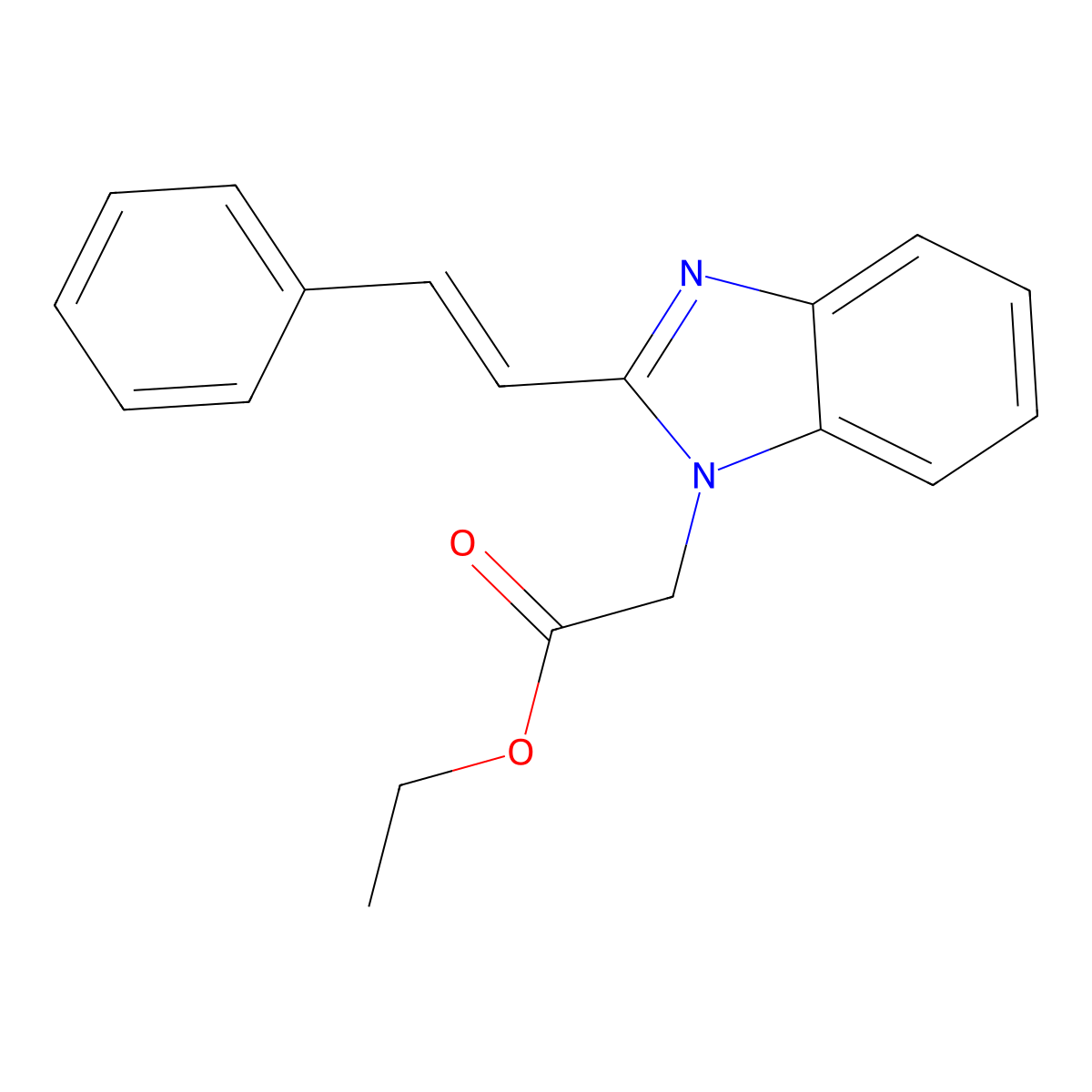 ethyl 2-(2-styryl-1H-1,3-benzimidazol-1-yl)acetate molecular structure, CAS 1190919-79-9