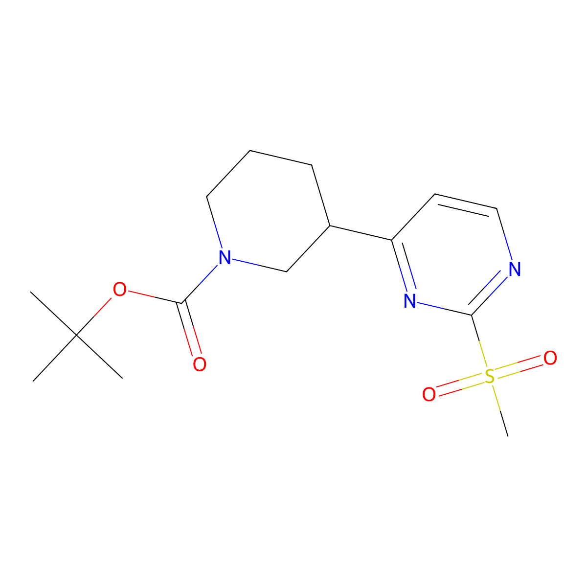 tert-Butyl 3-(2-(methylsulfonyl)pyrimidin-4-yl)piperidine-1-carboxylate molecular structure, CAS 1190927-73-1
