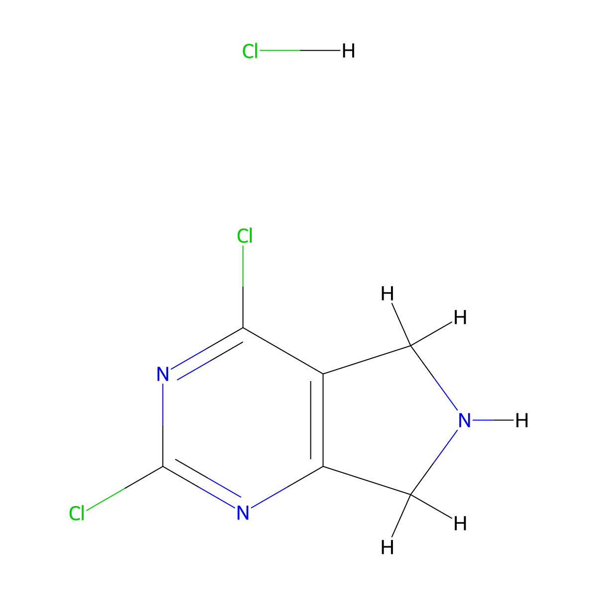 2,4-Dichloro-6,7-dihydro-5H-pyrrolo[3,4-d]pyrimidine--hydrogen chloride (1/1) molecular structure, CAS 1190927-74-2