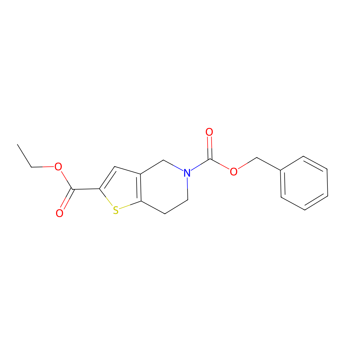 Ethyl 5-Cbz-4,5,6,7-Tetrahydrothieno-[3,2-c]pyridine-2-carboxylate molecular structure, CAS 1190971-27-7