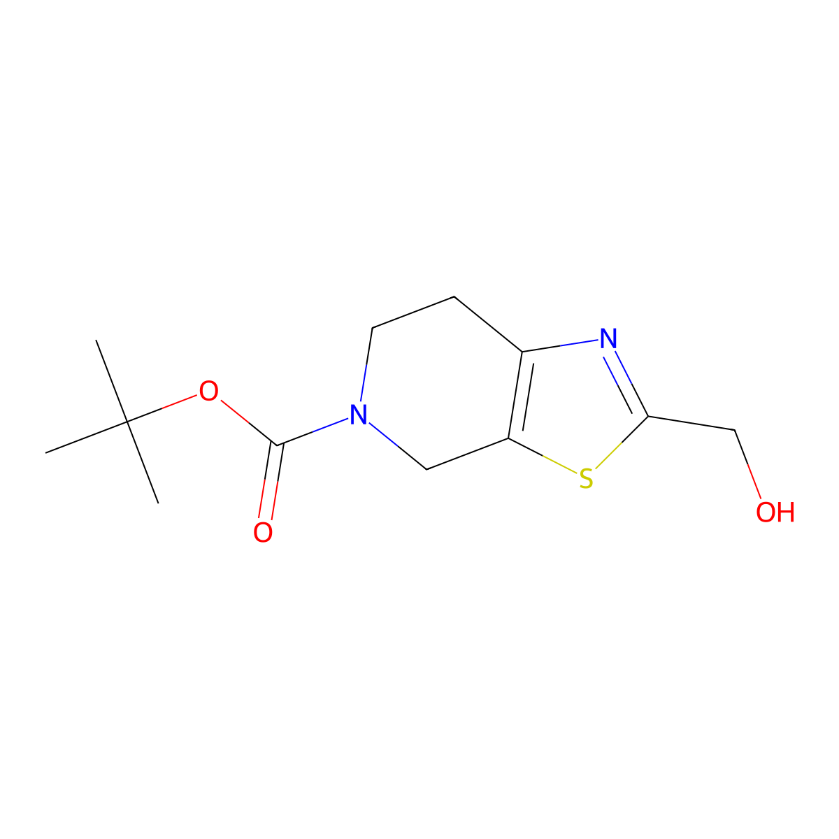 tert-Butyl 2-(hydroxymethyl)-6,7-dihydrothiazolo[5,4-c]pyridine-5(4H)-carboxylate molecular structure, CAS 1190971-76-6
