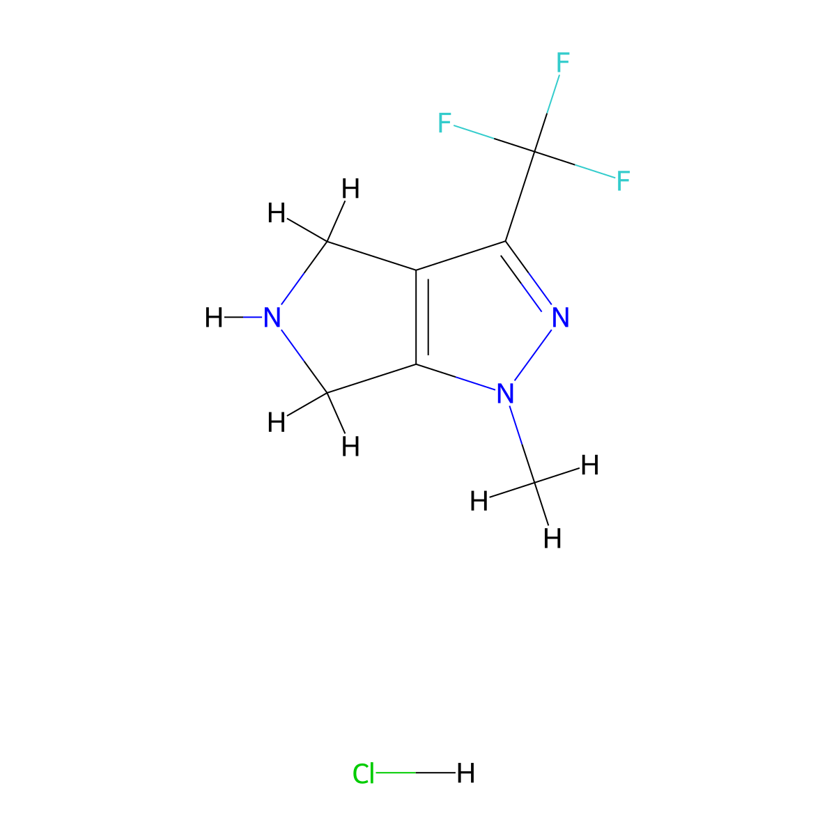 1,4,5,6-Tetrahydro-1-methyl-3-(trifluoromethyl)pyrrolo-[3,4-c]-pyrazole hydrochloride molecular structure, CAS 1190972-66-7