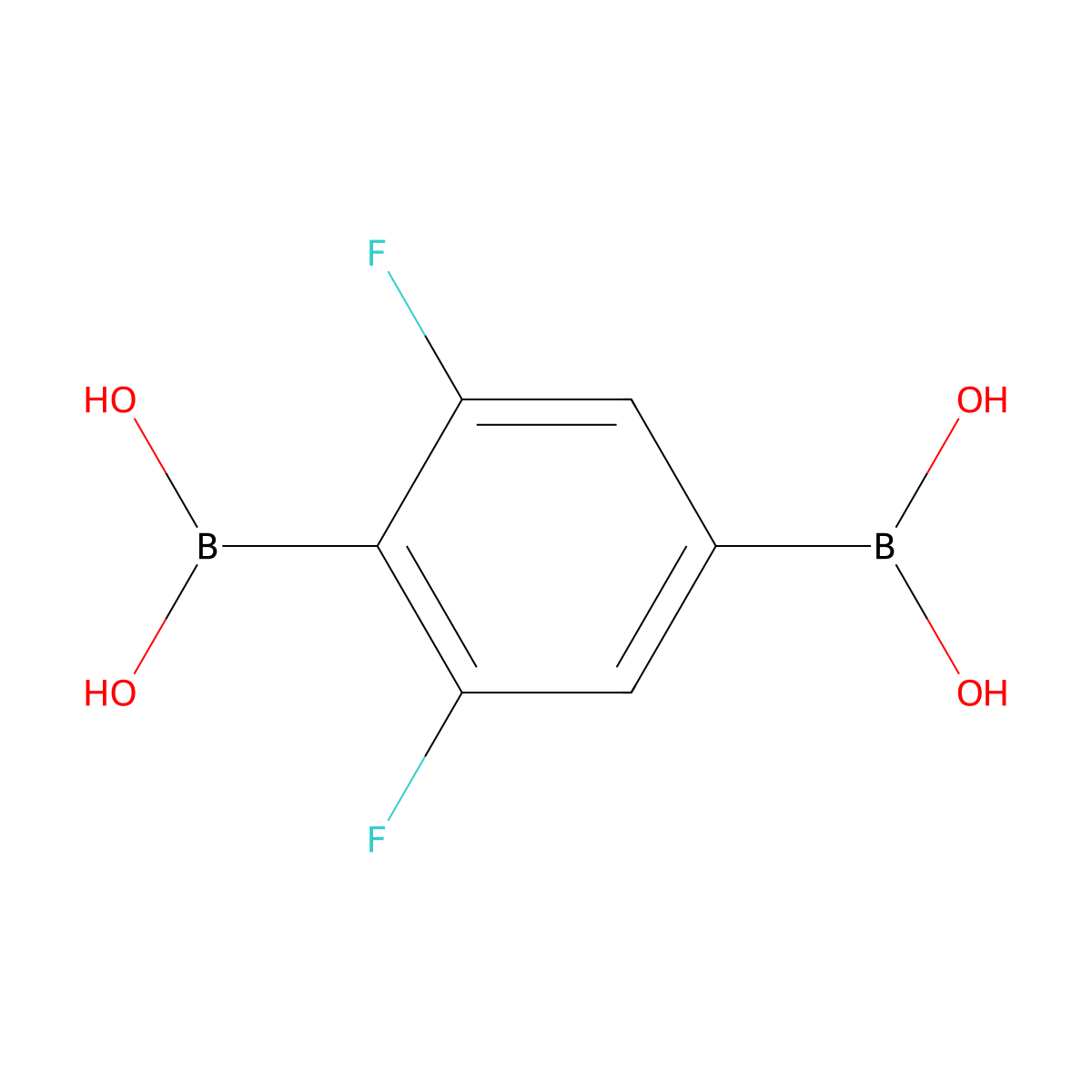 2,6-Difluoro-1,4-phenylenediboronic acid monohydrate molecular structure, CAS 1190989-11-7