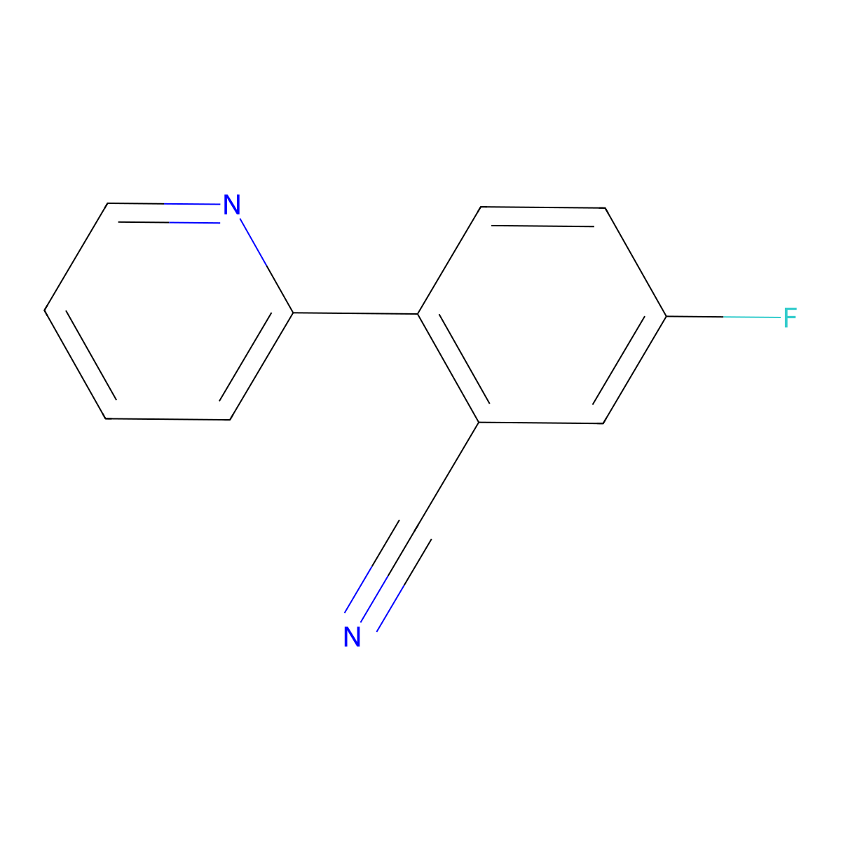 5-Fluoro-2-(pyridin-2-yl)benzonitrile molecular structure, CAS 1190991-74-2