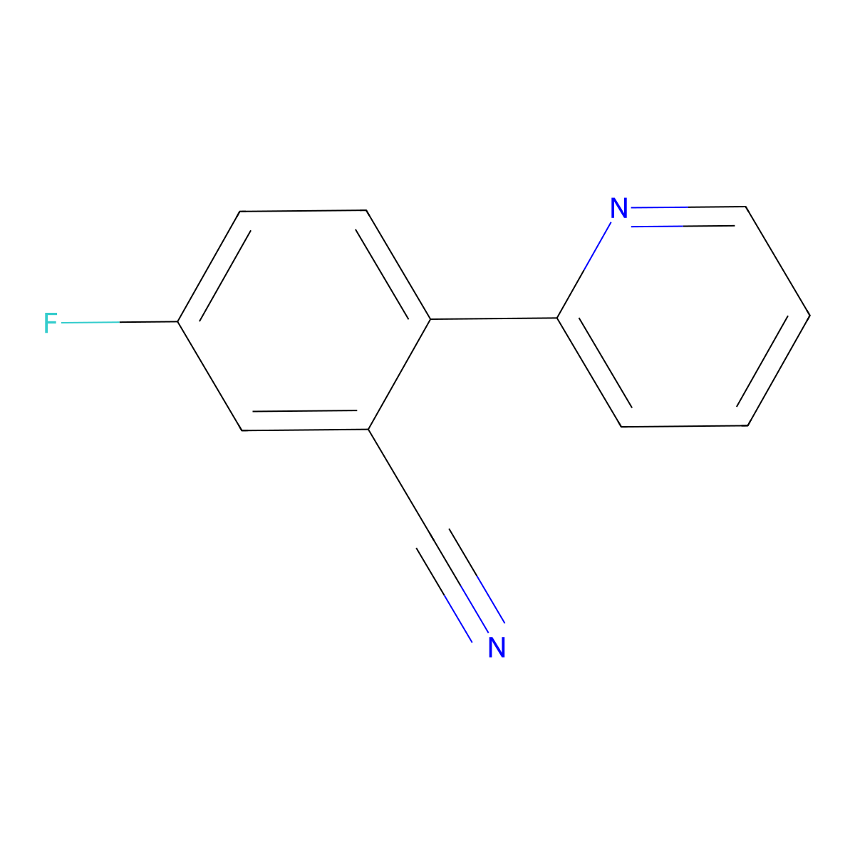 5-Fluoro-2-(pyridin-2-yl)benzonitrile molecular structure, CAS 1190991-74-2