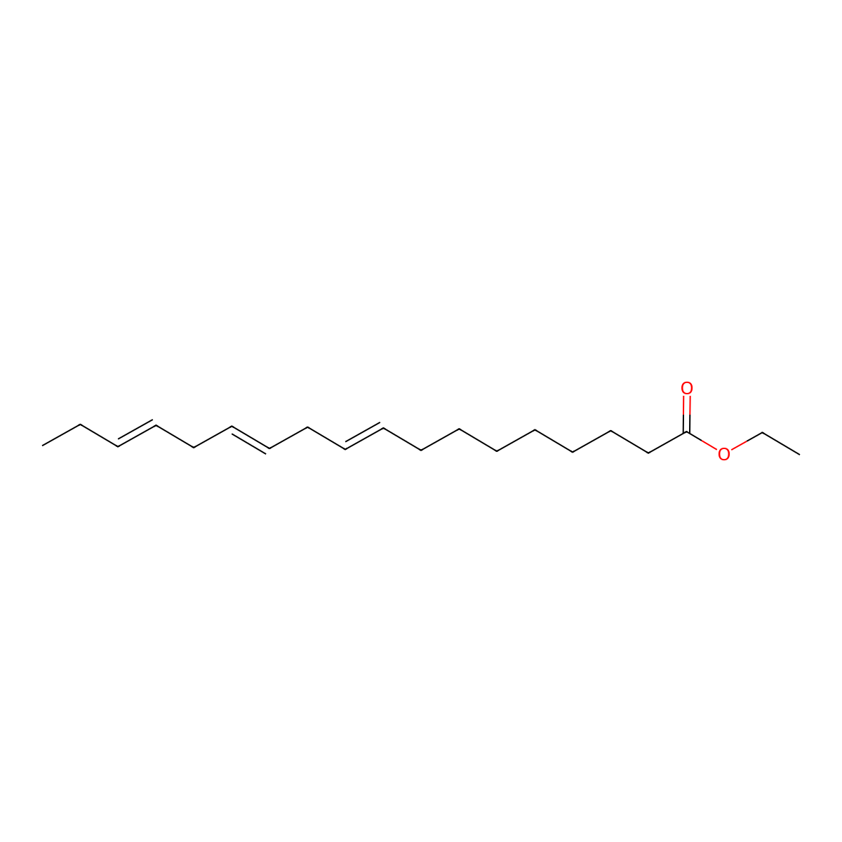 Ethyl linolenate molecular structure, CAS 1191-41-9