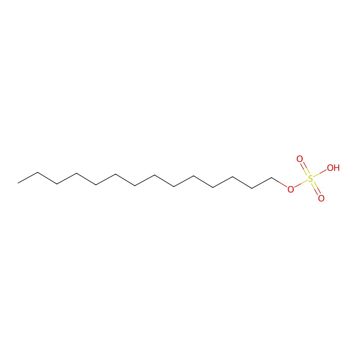 Myristyl sulfate molecular structure, CAS 1191-50-0