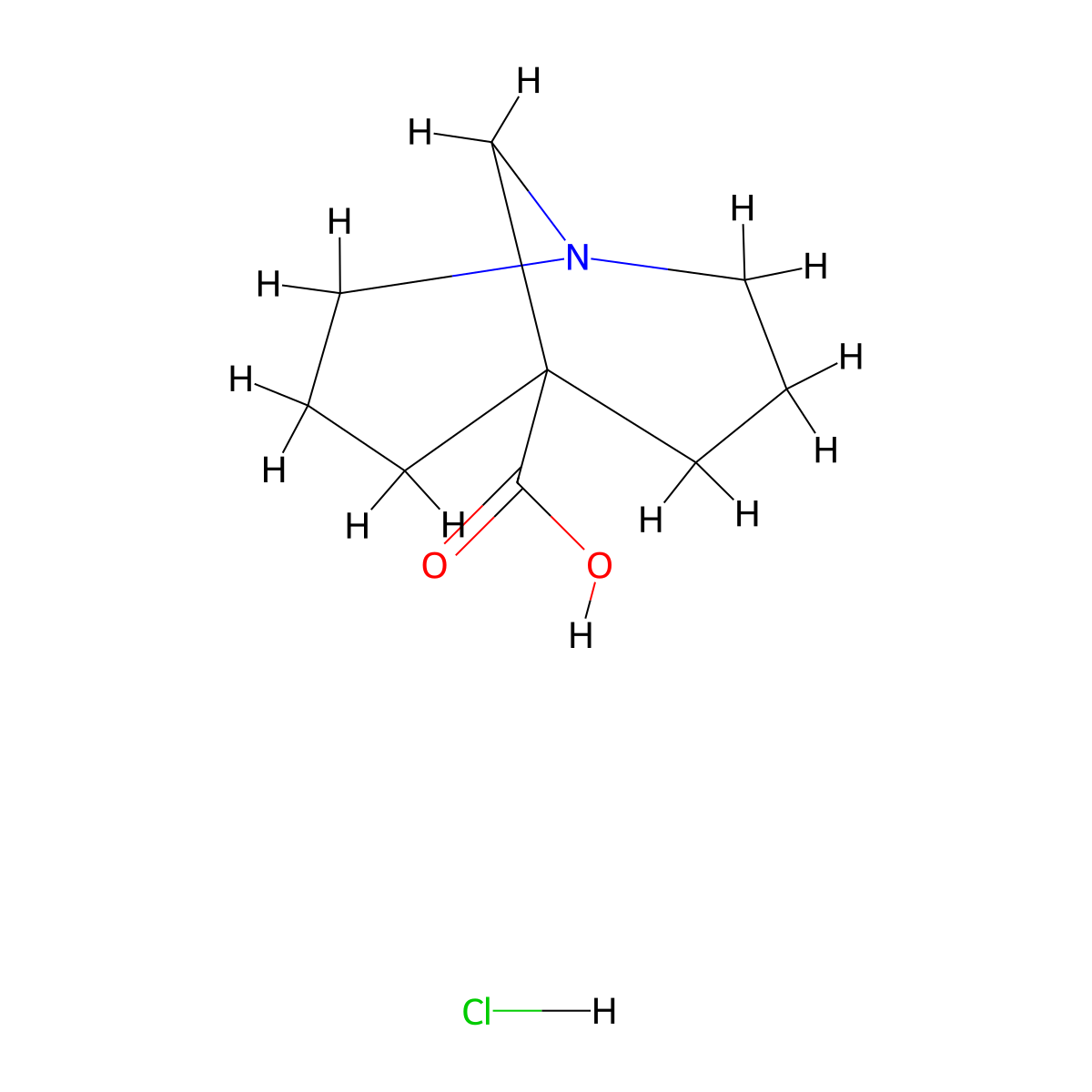 1-Azabicyclo[3.3.1]nonane-5-carboxylic acid hydrochloride molecular structure, CAS 119102-92-0