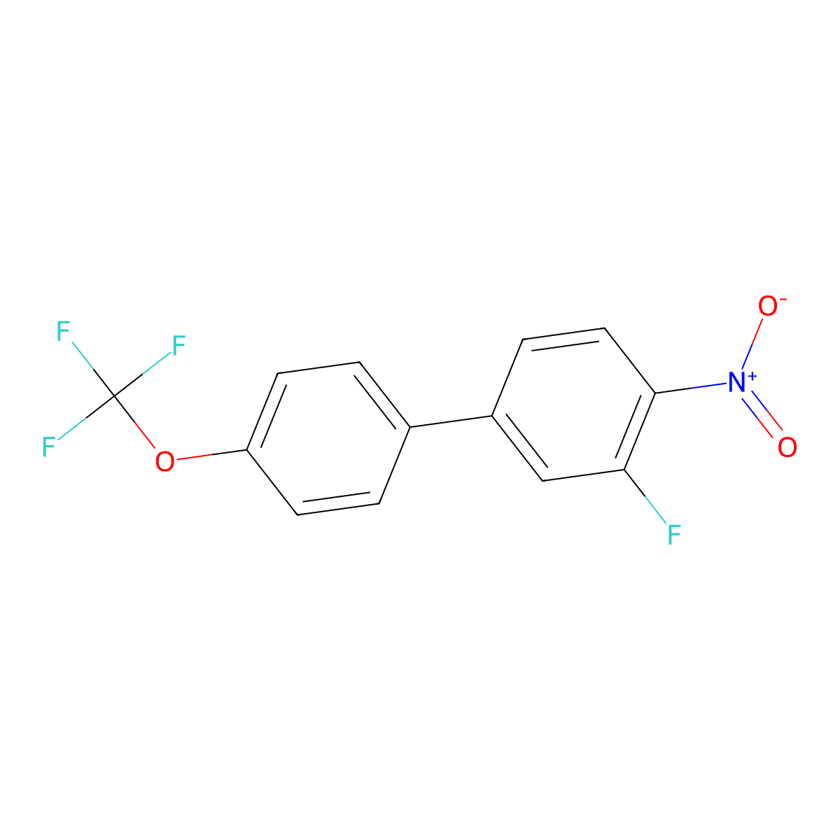 1,1'-Biphenyl, 3-fluoro-4-nitro-4'-(trifluoromethoxy)- molecular structure, CAS 1191048-24-4
