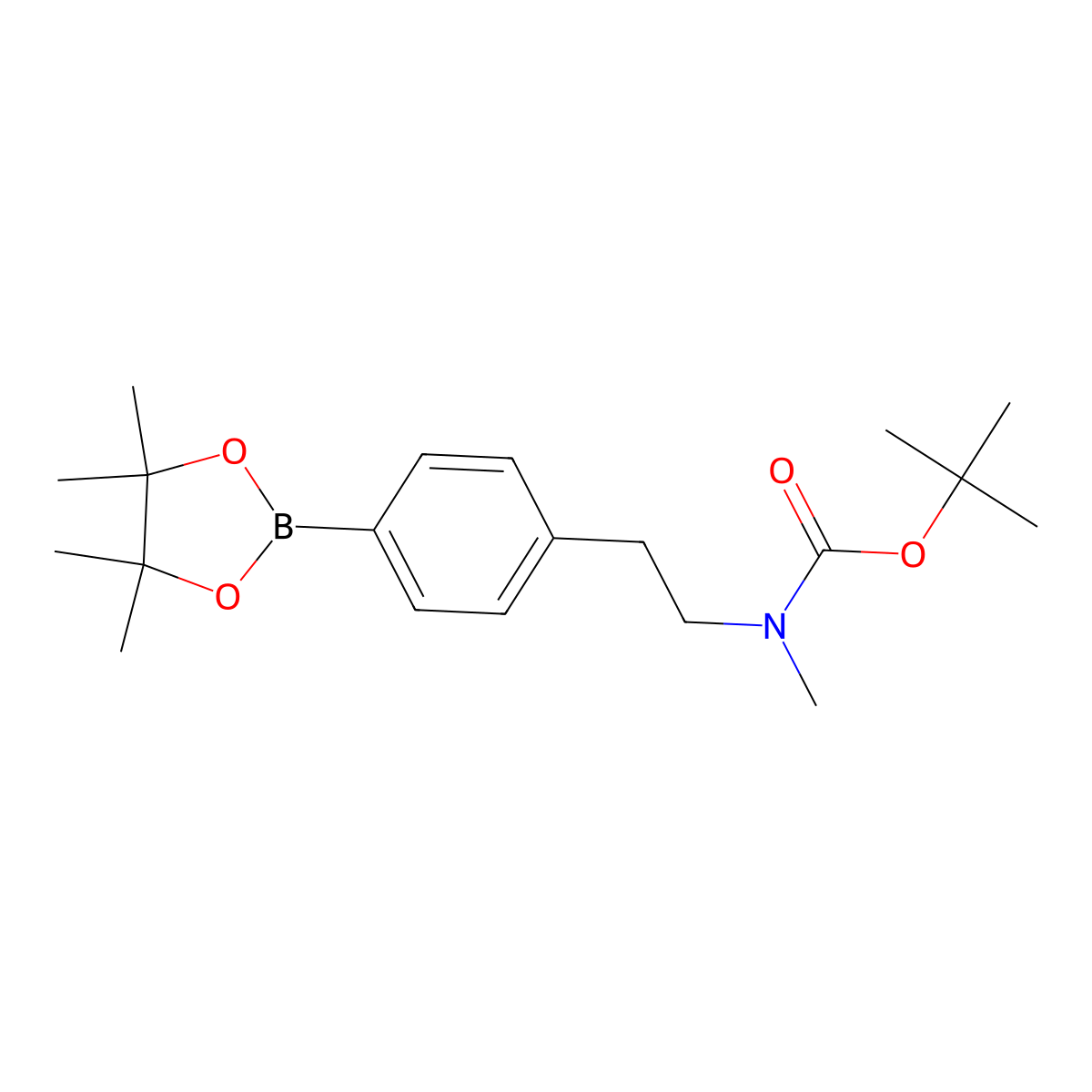 tert-Butyl methyl(4-(4,4,5,5-tetramethyl-1,3,2-dioxaborolan-2-yl)phenethyl)carbamate molecular structure, CAS 1191063-31-6