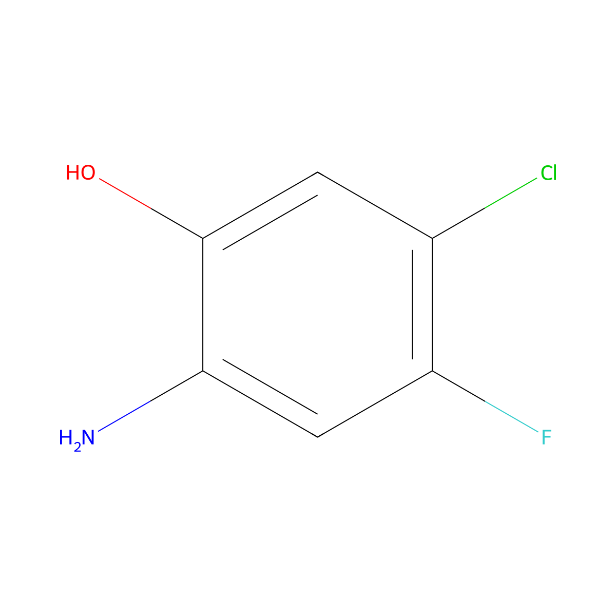 2-Amino-5-chloro-4-fluorophenol molecular structure, CAS 1191063-34-9