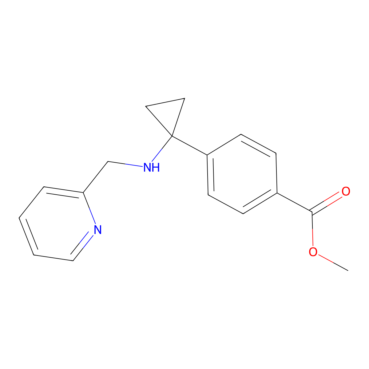 4-{1-[(Pyridin-2-ylmethyl)amino]cyclopropyl}benzoic acid methyl ester molecular structure, CAS 1191069-54-1