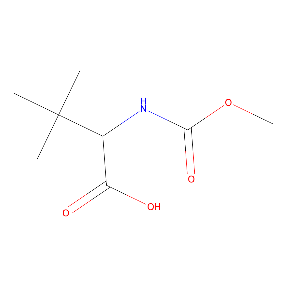 (2R)-2-((methoxycarbonyl)amino)-3,3-dimethylbutanoic acid molecular structure, CAS 1191091-65-2