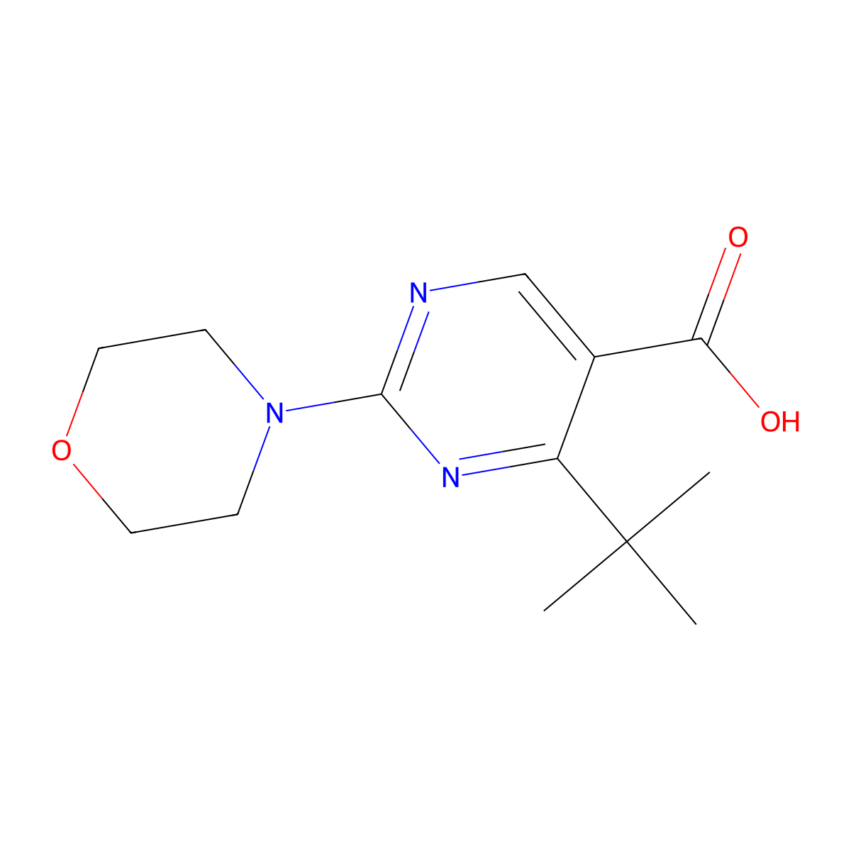 4-Tert-butyl-2-morpholin-4-ylpyrimidine-5-carboxylic acid molecular structure, CAS 1191094-02-6