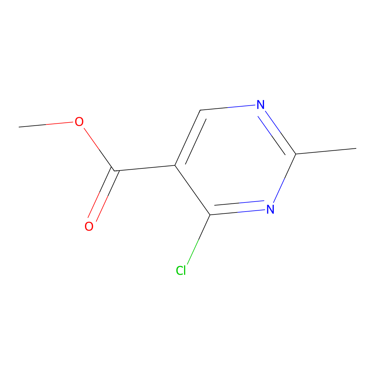 Methyl 4-chloro-2-methylpyrimidine-5-carboxylate molecular structure, CAS 1191094-17-3