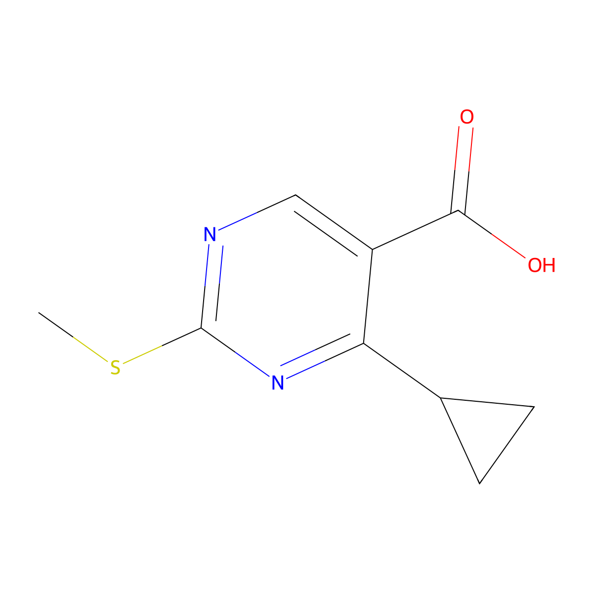 4-Cyclopropyl-2-(methylthio)pyrimidine-5-carboxylic acid molecular structure, CAS 1191094-22-0