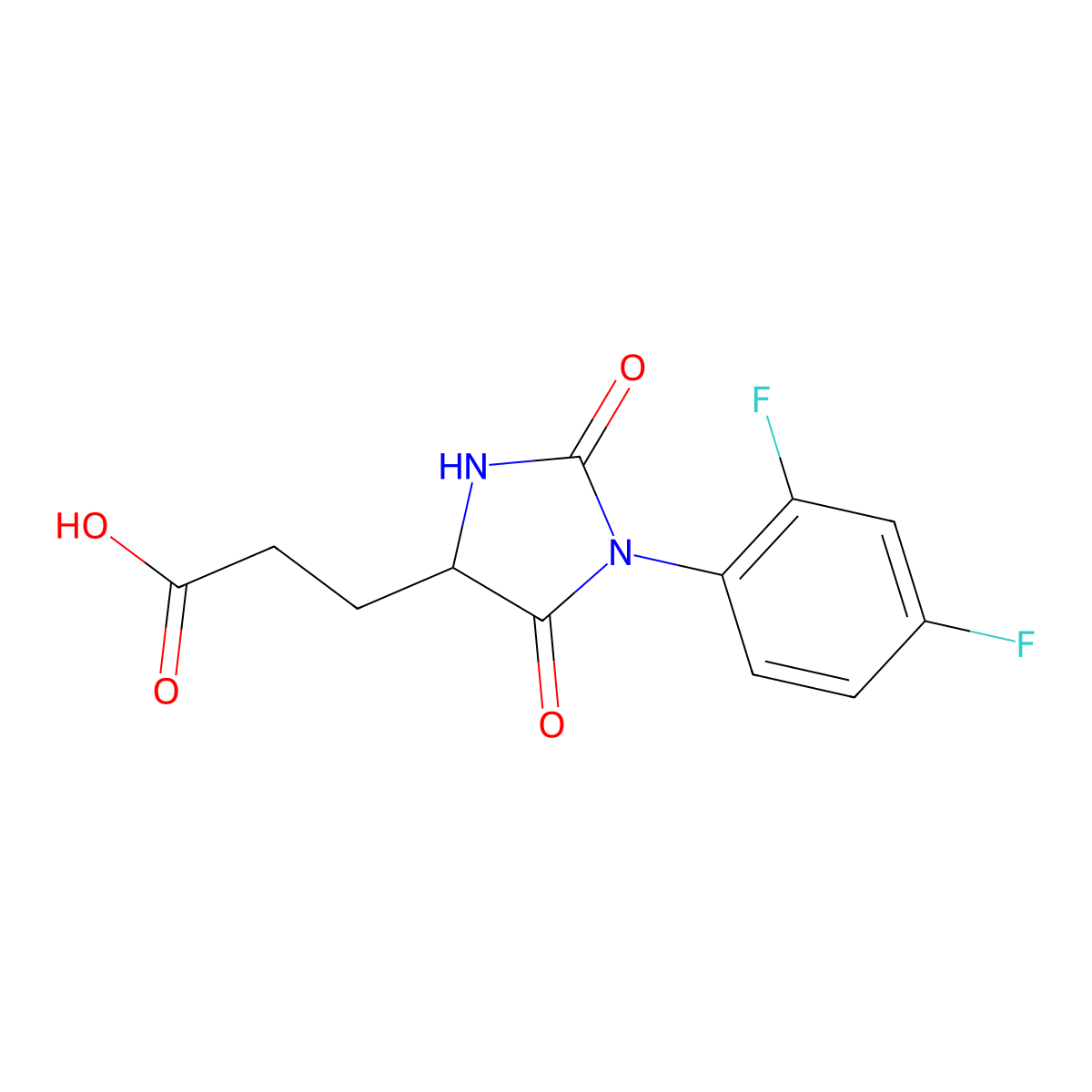 3-[1-(2,4-Difluorophenyl)-2,5-dioxoimidazolidin-4-yl]propanoic acid molecular structure, CAS 1191107-64-8