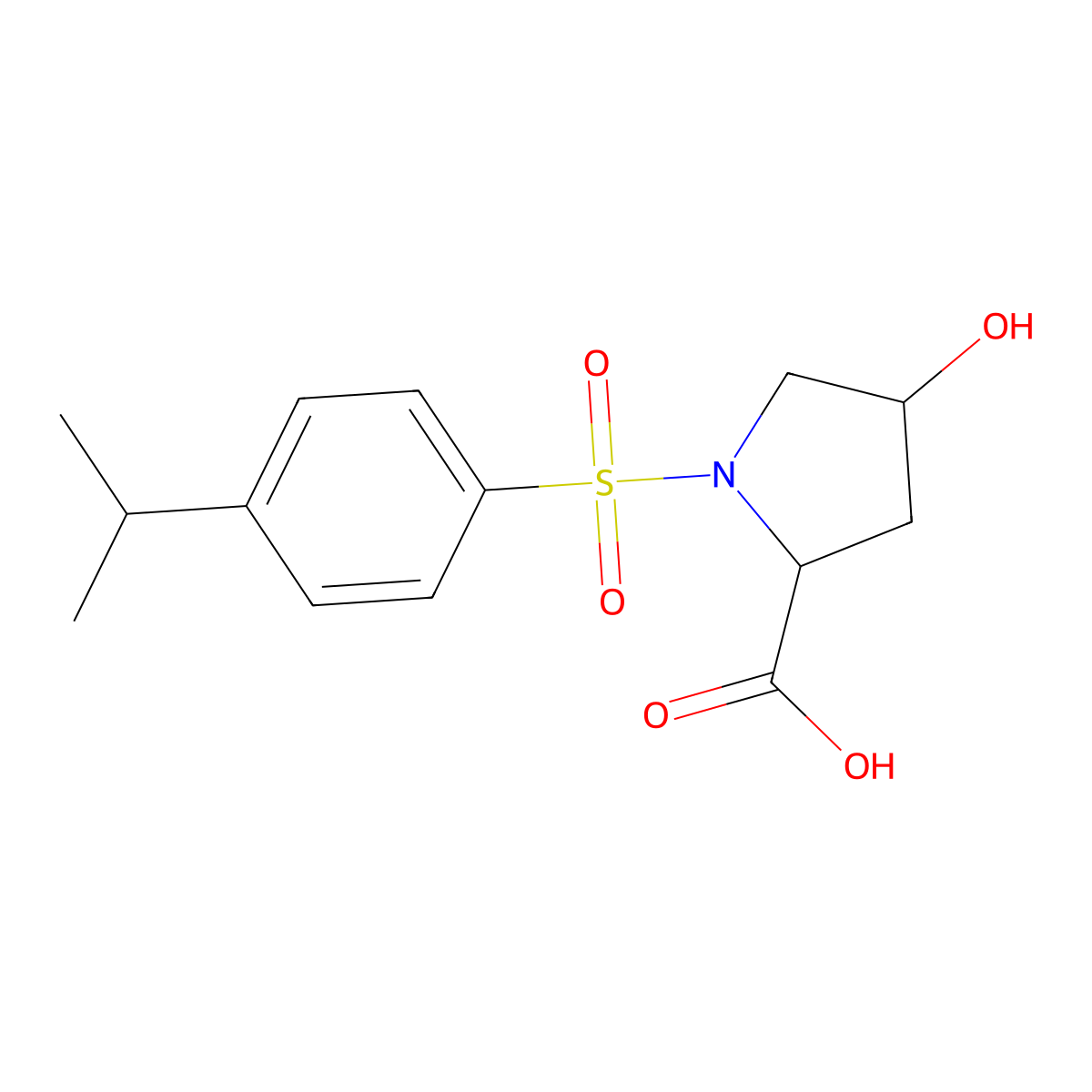 4-Hydroxy-1-[4-(propan-2-yl)benzenesulfonyl]pyrrolidine-2-carboxylic acid molecular structure, CAS 1191109-76-8