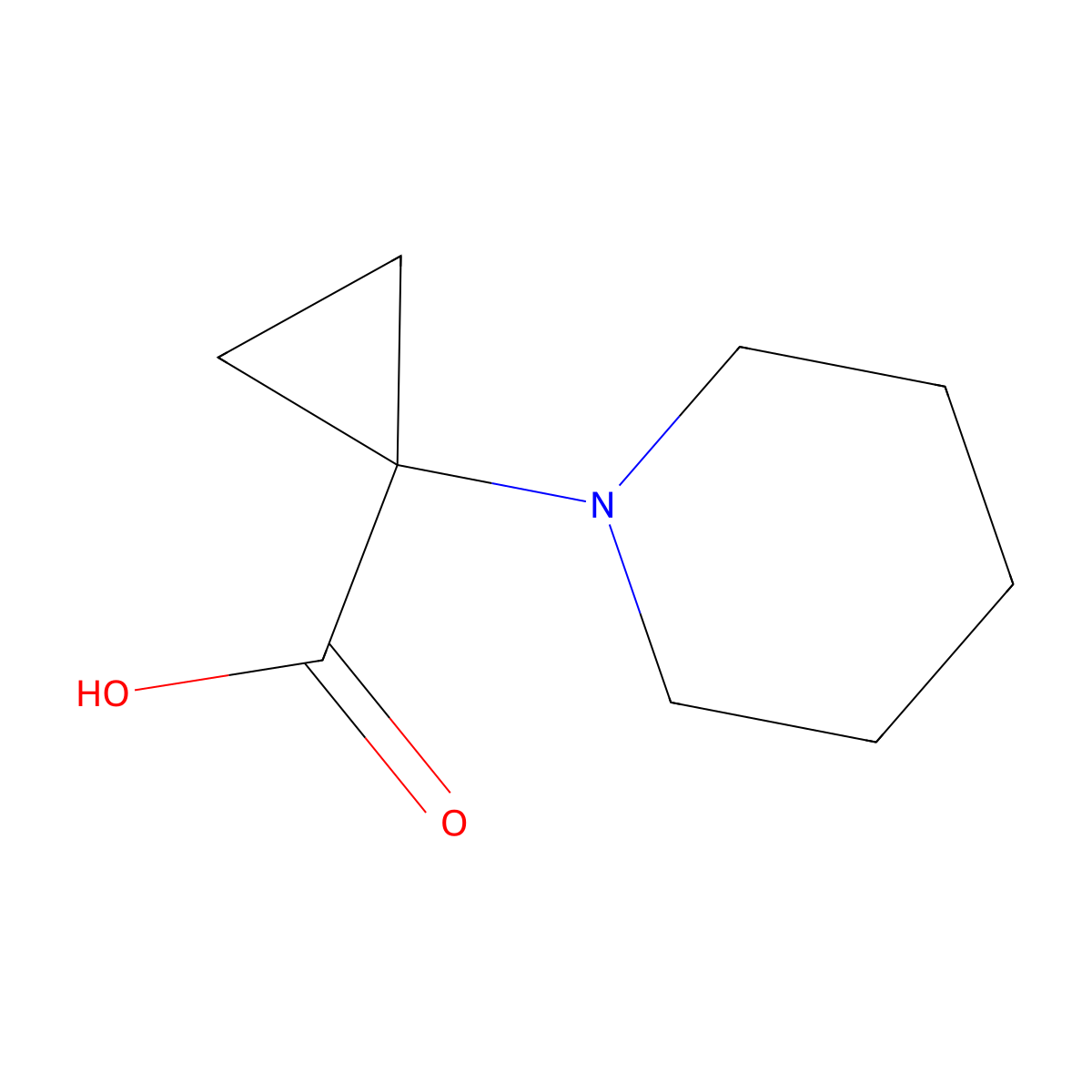 1-(Piperidin-1-yl)cyclopropane-1-carboxylic acid molecular structure, CAS 119111-64-7