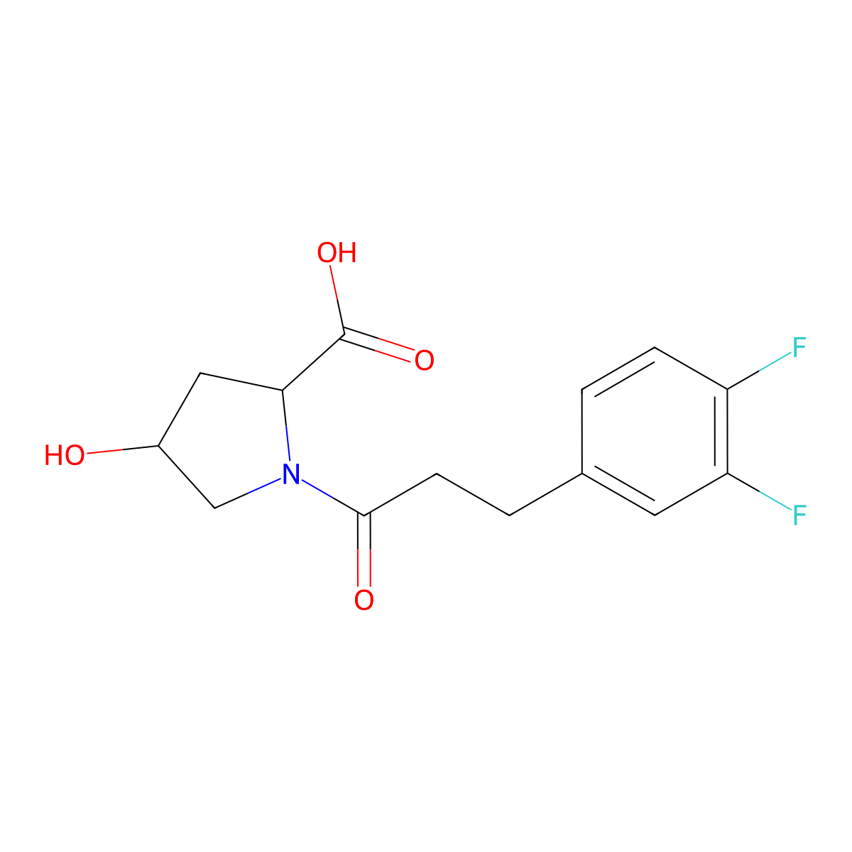 1-[3-(3,4-Difluorophenyl)propanoyl]-4-hydroxypyrrolidine-2-carboxylic acid molecular structure, CAS 1191115-84-0