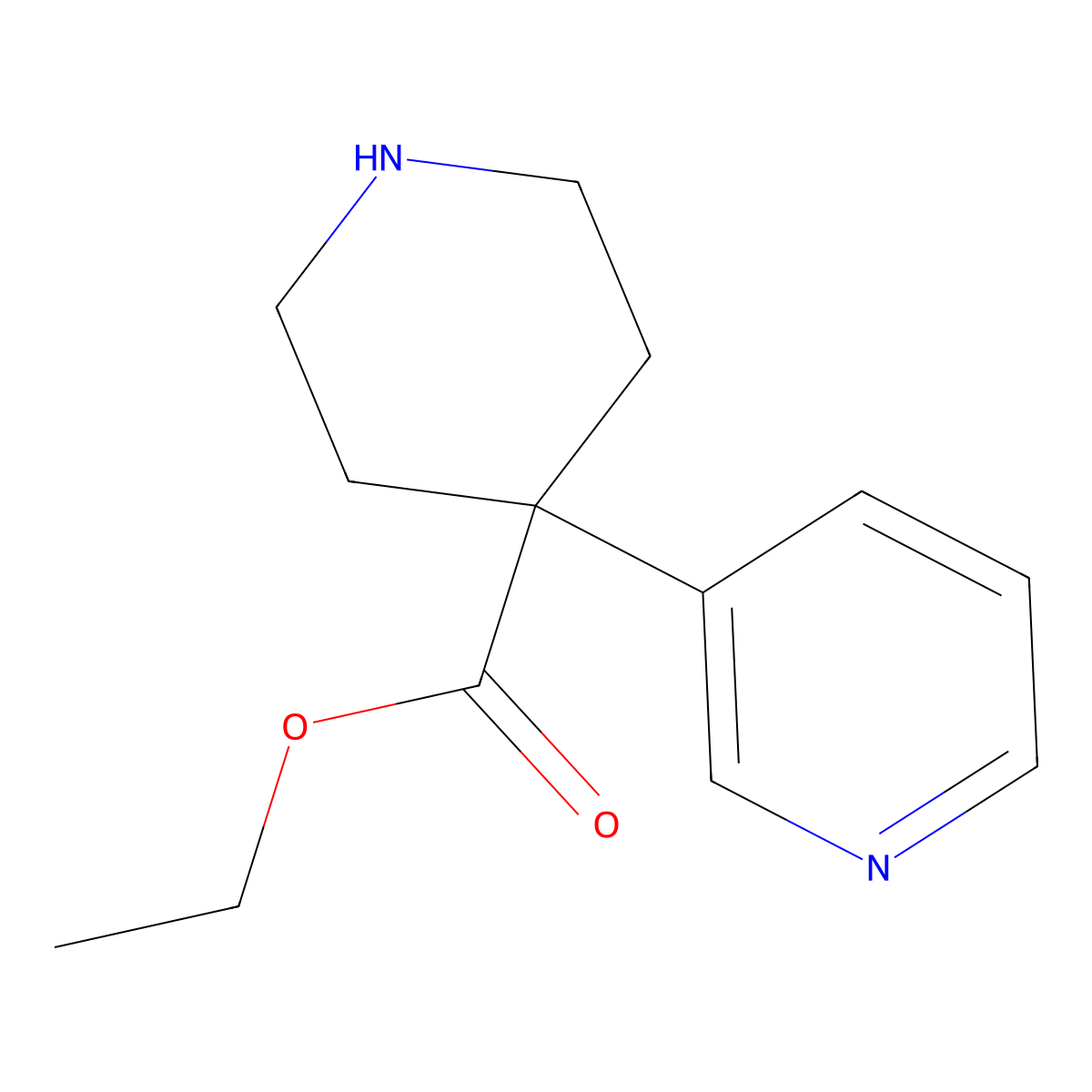 Ethyl 4-(pyridin-3-yl)piperidine-4-carboxylate molecular structure, CAS 1191123-72-4