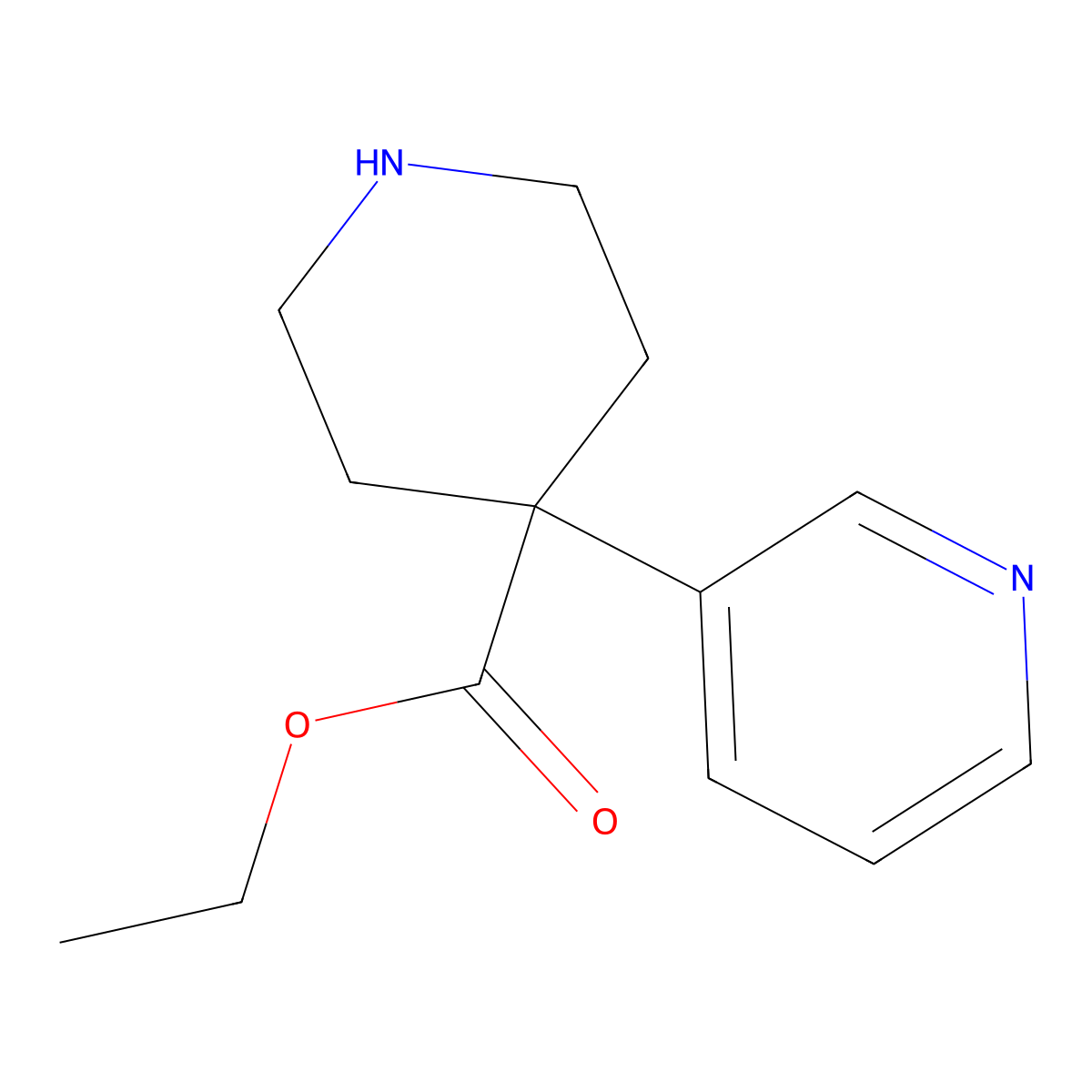 Ethyl 4-(pyridin-3-yl)piperidine-4-carboxylate molecular structure, CAS 1191123-72-4