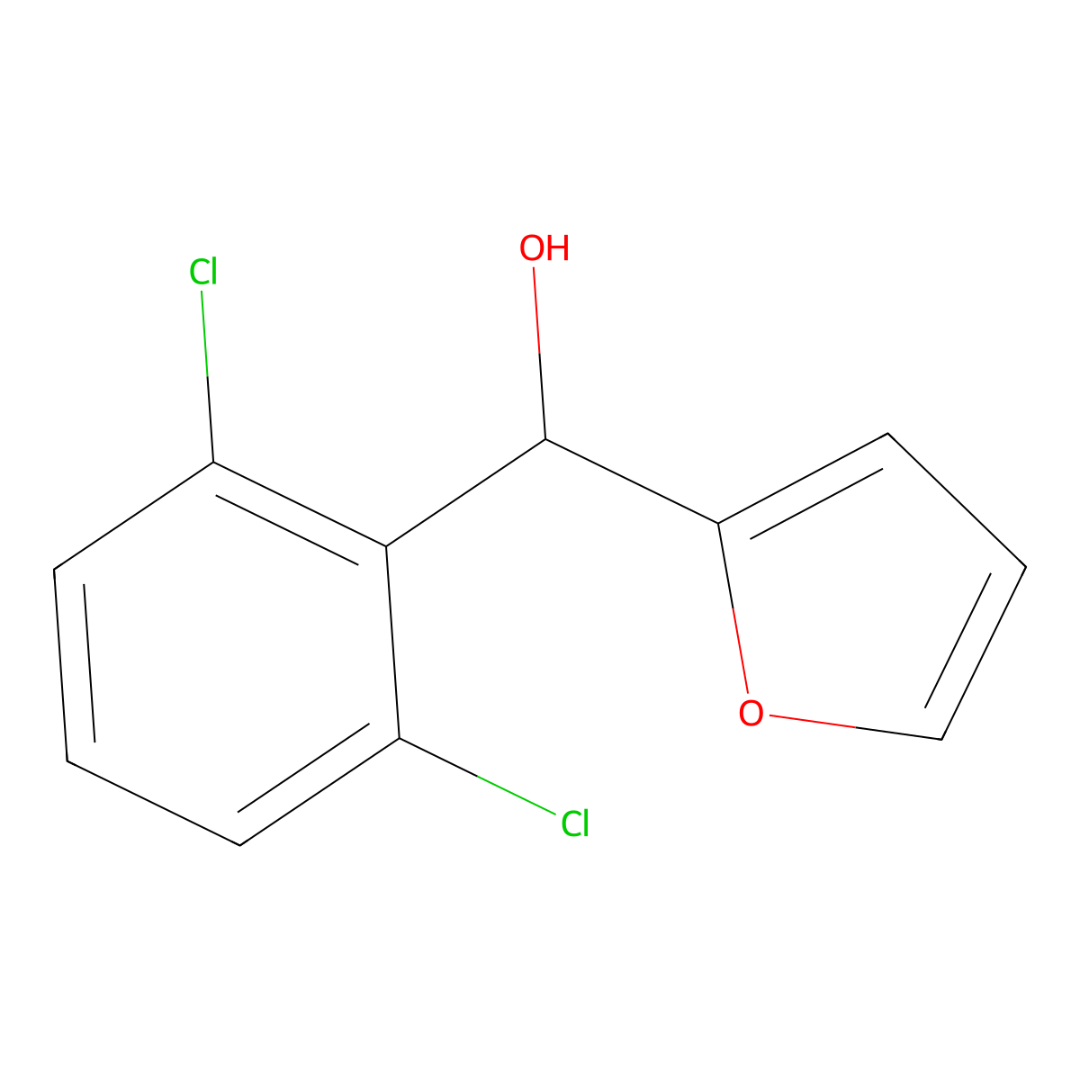 2-Furanmethanol, alpha-(2,6-dichlorophenyl)- molecular structure, CAS 119123-40-9