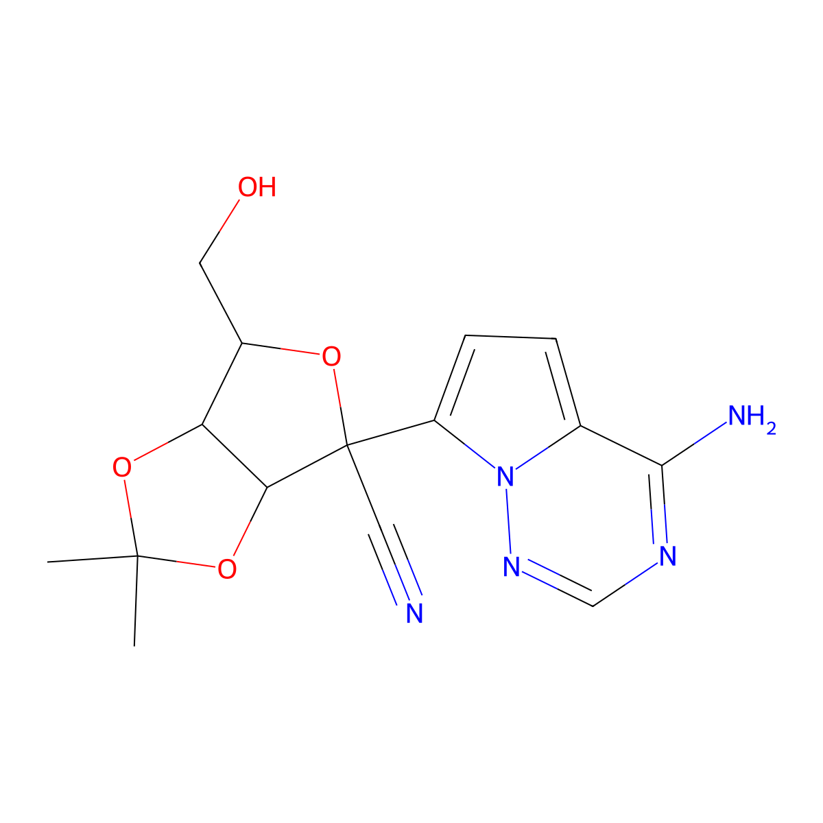 (3aR,4R,6R,6aR)-4-(4-aminopyrrolo[2,1-f][1,2,4]triazin-7-yl)-6-(hydroxymethyl)-2,2-dimethyl-6,6a-dihydro-3aH-furo[3,4-d][1,3]dioxole-4-carbonitrile molecular structure, CAS 1191237-80-5