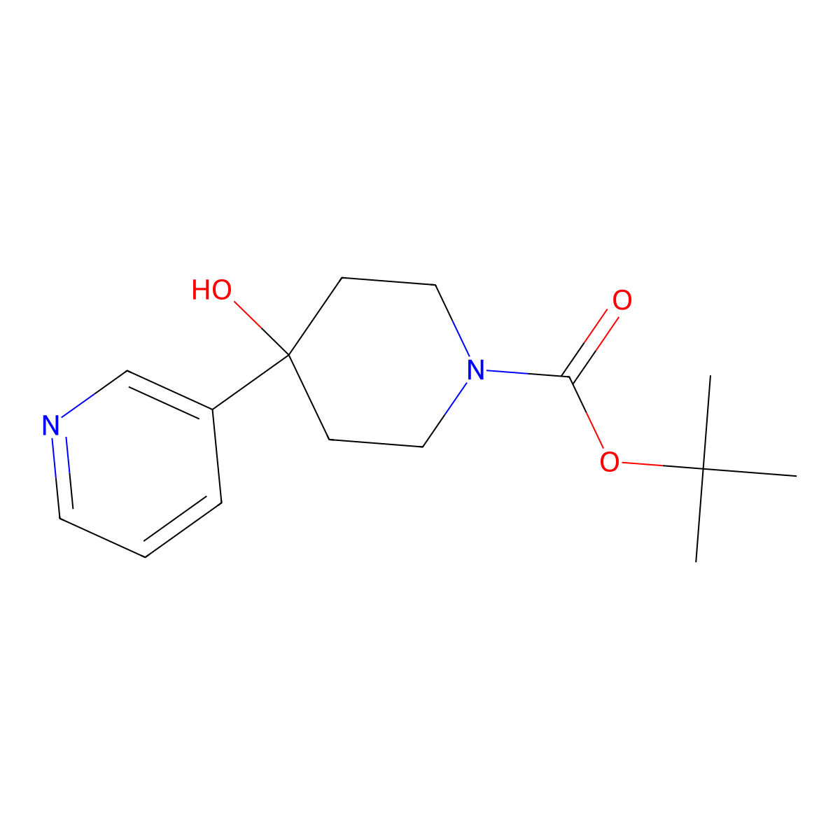 tert-Butyl 4-hydroxy-4-(pyridin-3-yl)piperidine-1-carboxylate molecular structure, CAS 1191240-34-2