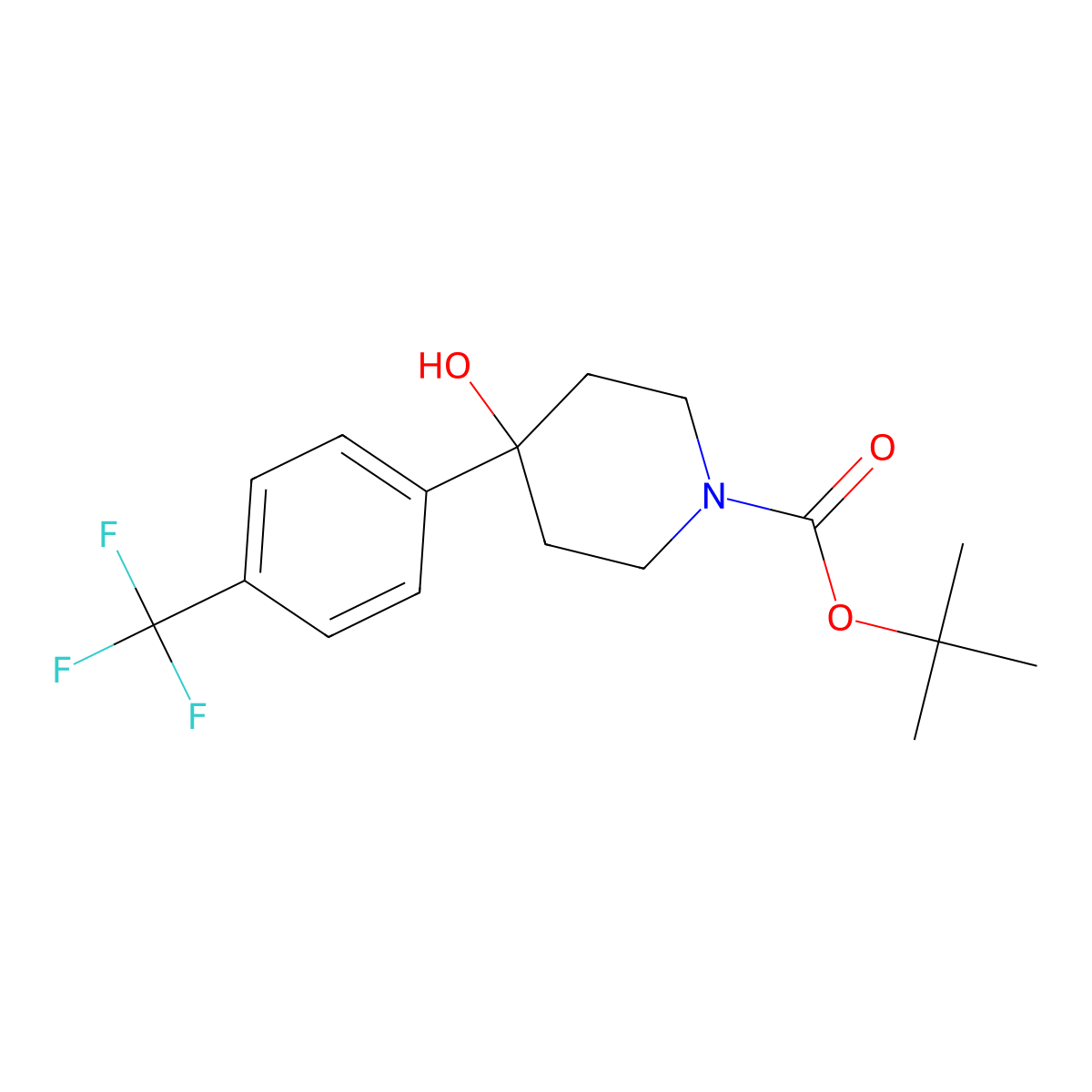 Tert-butyl 4-hydroxy-4-[4-(trifluoromethyl)phenyl]piperidine-1-carboxylate molecular structure, CAS 1191240-41-1