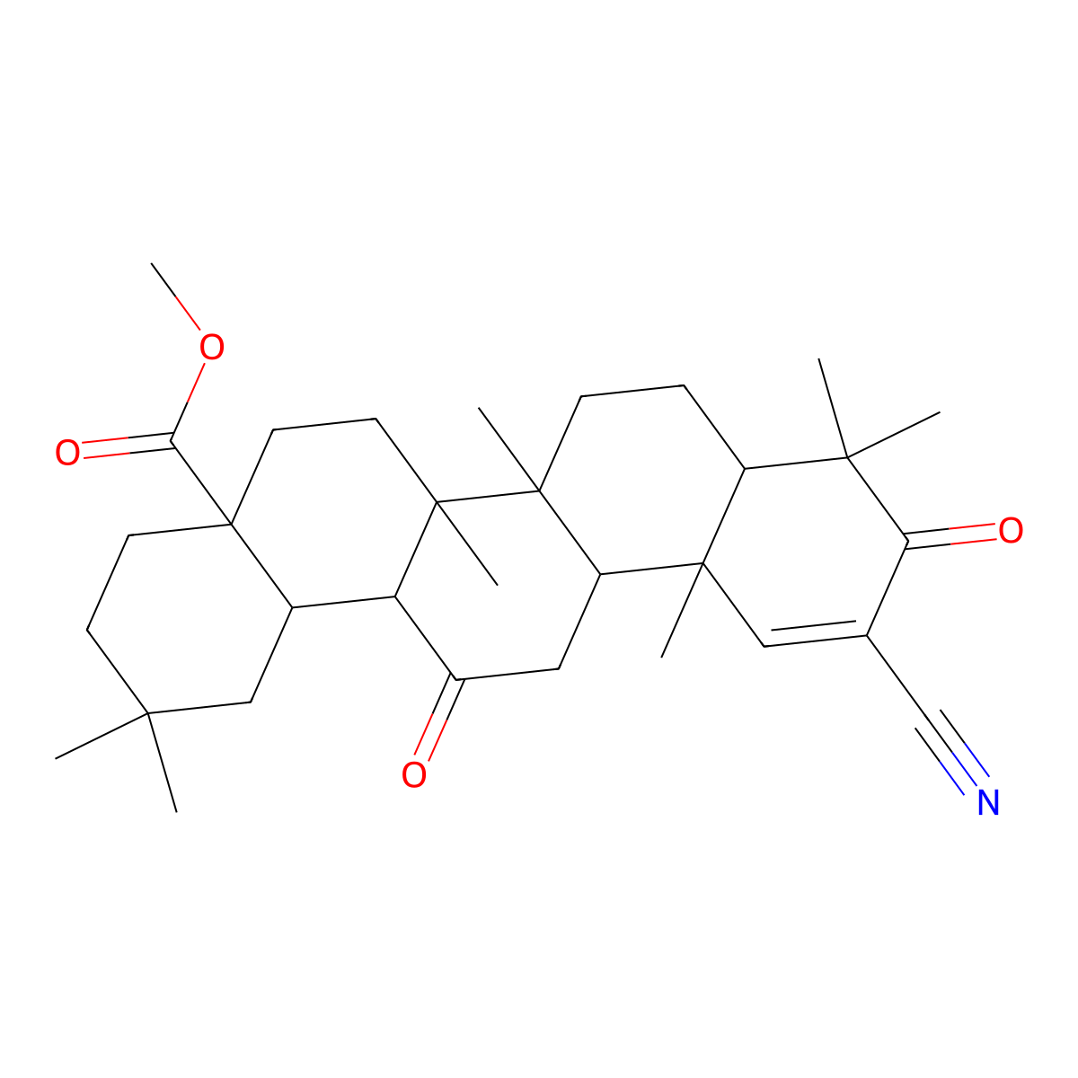 methyl (4aS,6aR,6bR,8aR,12aR,12bR,14aR,14bS)-11-cyano-2,2,6a,6b,9,9,12a-heptamethyl-10,14-dioxo-1,3,4,5,6,6a,6b,7,8,8a,9,10,12a,12b,13,14,14a,14b-octadecahydropicene-4a(2H)-carboxylate molecular structure, CAS 1191265-32-3