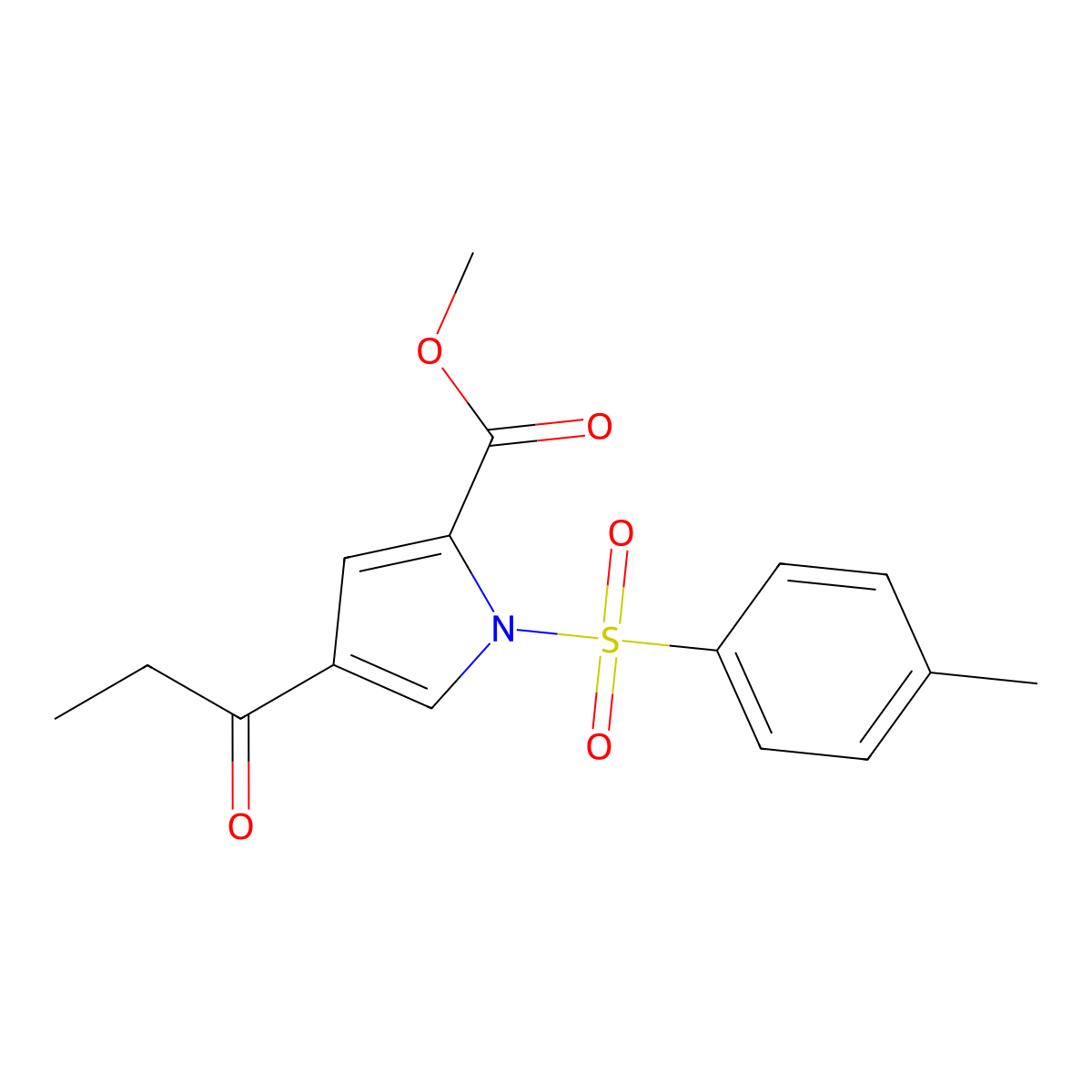 Methyl 4-propionyl-1-tosyl-1H-pyrrole-2-carboxylate molecular structure, CAS 1191272-69-1