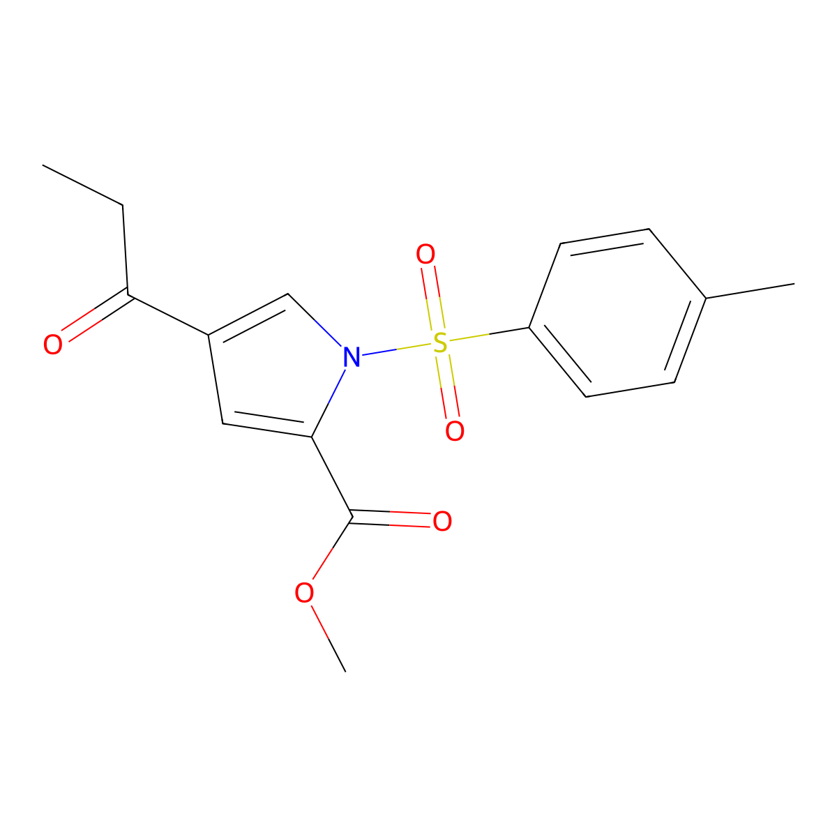 Methyl 4-propionyl-1-tosyl-1H-pyrrole-2-carboxylate molecular structure, CAS 1191272-69-1