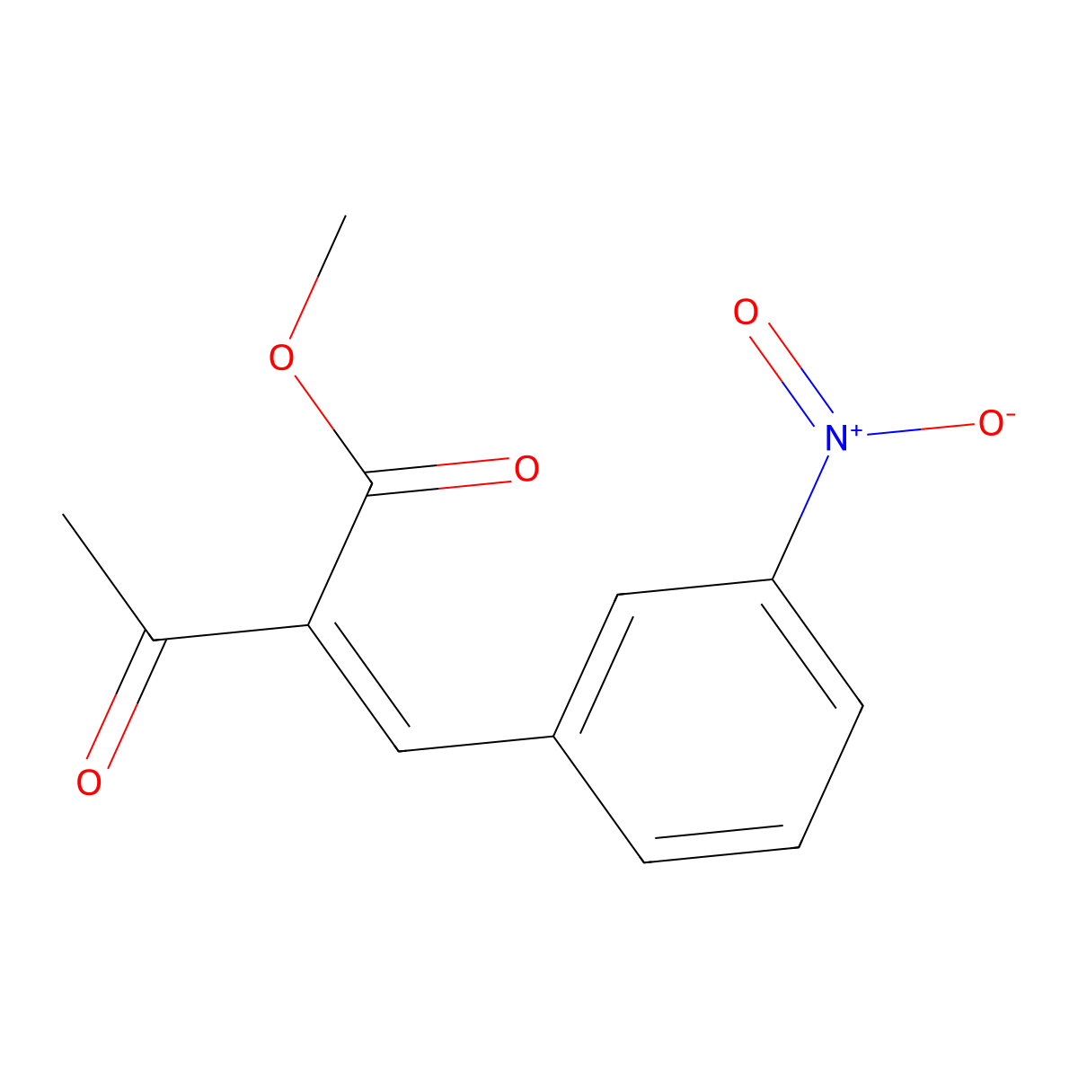 Methyl 2-((3-nitrophenyl)methylene)-3-oxobutanoate molecular structure, CAS 119128-13-1