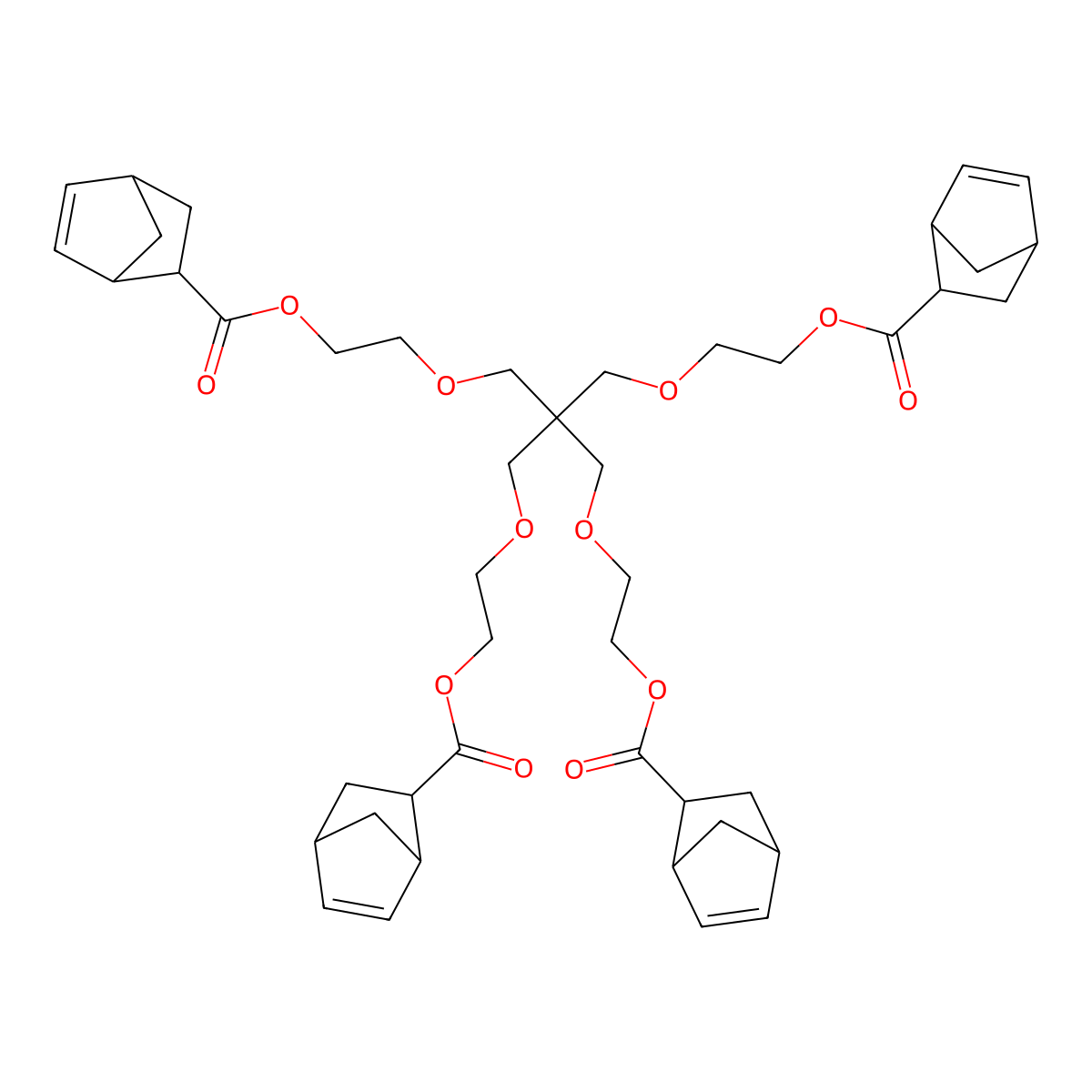 Ethoxylated pentaerythritol tetranorbornenecarboxylate molecular structure, CAS 1191287-92-9