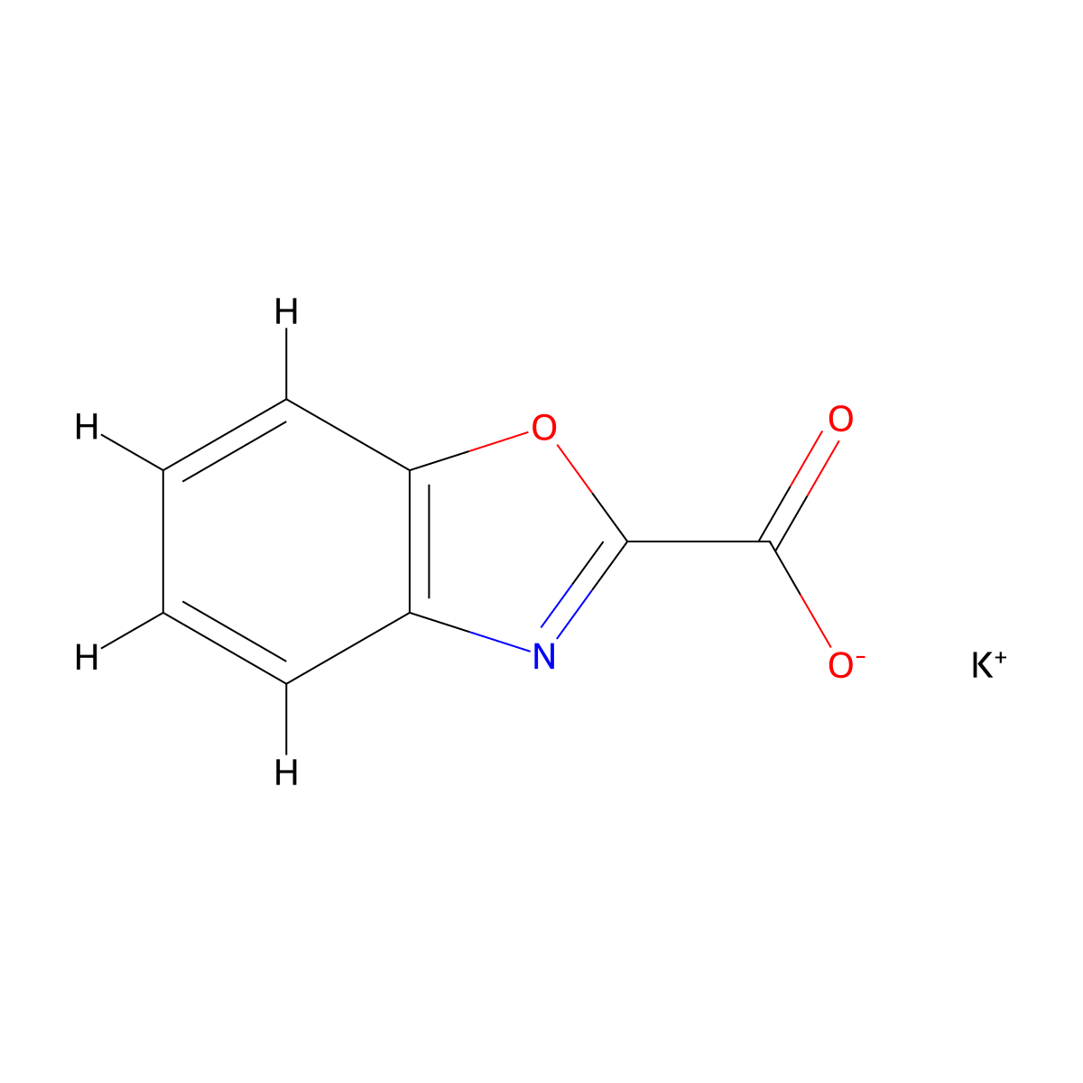 Potassium 1,3-benzoxazole-2-carboxylate molecular structure, CAS 119130-94-8