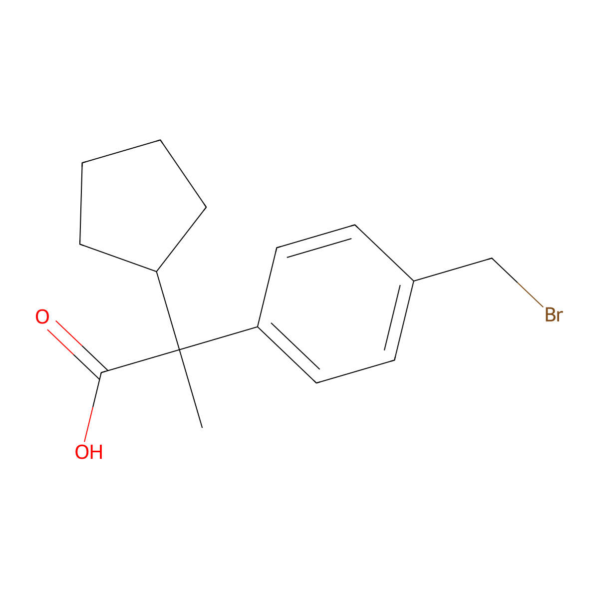 2-(4-(Bromomethyl)phenyl)-2-cyclopentylpropanoic acid molecular structure, CAS 1191414-08-0