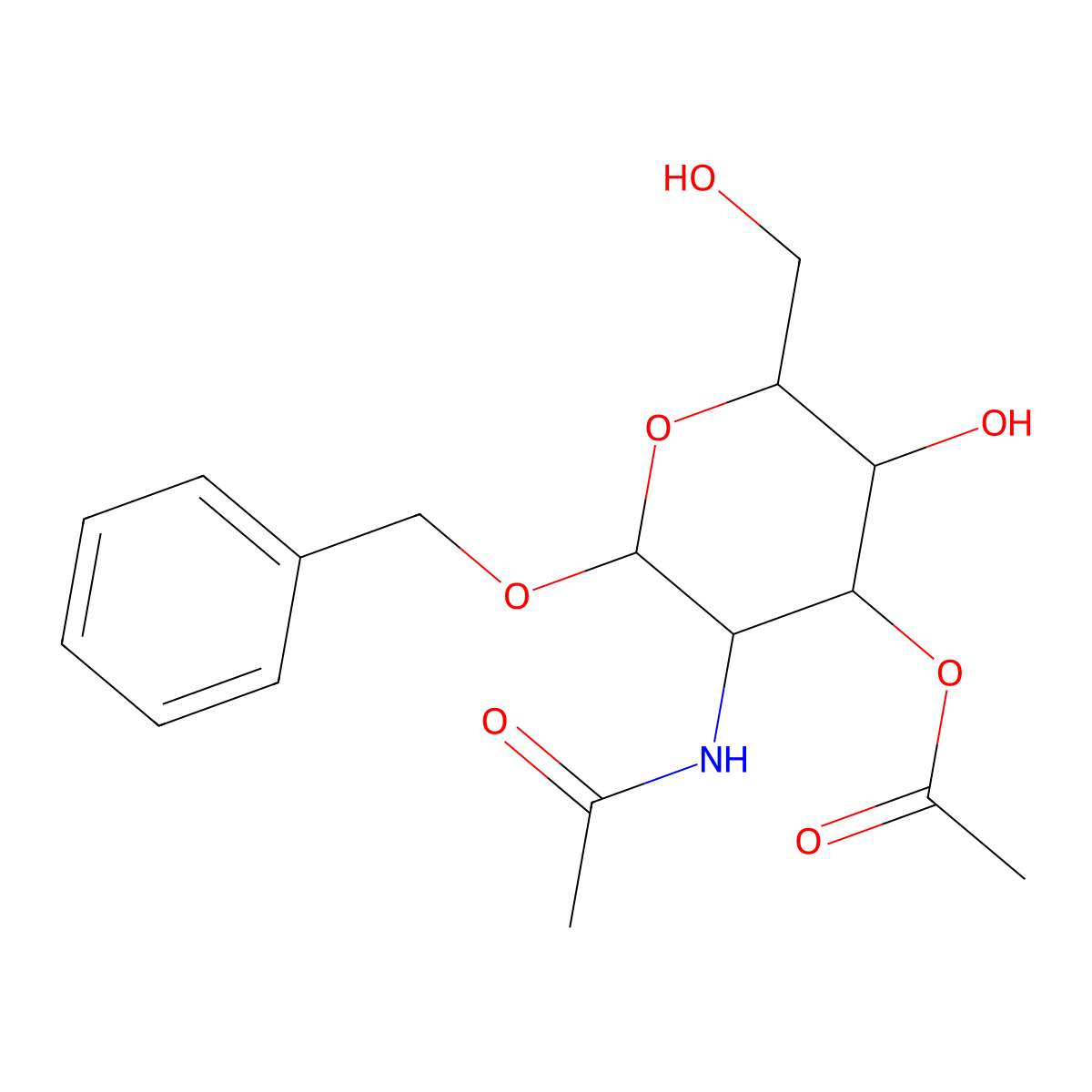 3-acetamido-2-(benzyloxy)-5-hydroxy-6-(hydroxymethyl)tetrahydro-2H-pyran-4-yl acetate molecular structure, CAS 1191420-42-4