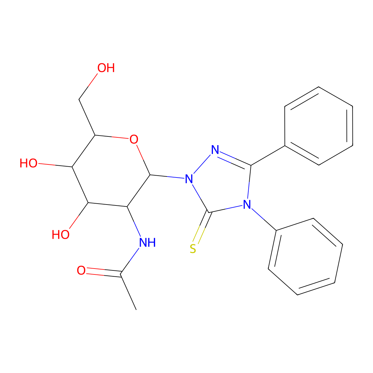 N-[2-(3,4-diphenyl-5-sulfanylidene-4,5-dihydro-1H-1,2,4-triazol-1-yl)-4,5-dihydroxy-6-(hydroxymethyl)oxan-3-yl]acetamide molecular structure, CAS 1191420-95-7