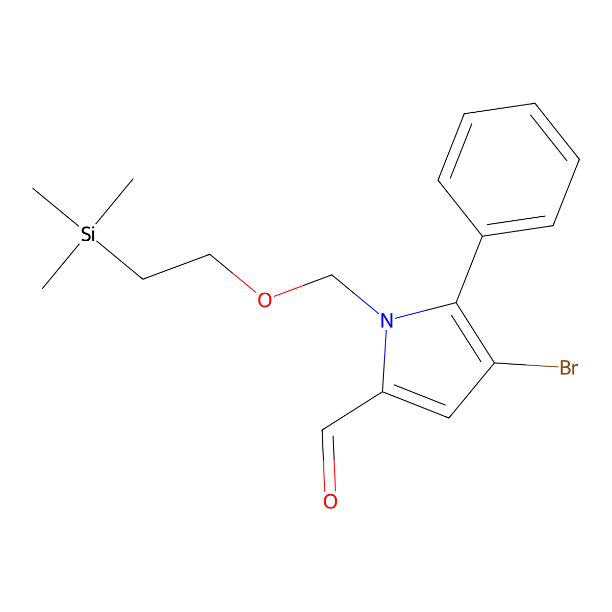 4-Bromo-5-phenyl-1-[[2-(trimethylsilyl)ethoxy]methyl]-1H-pyrrole-2-carbaldehyde molecular structure, CAS 1191422-81-7