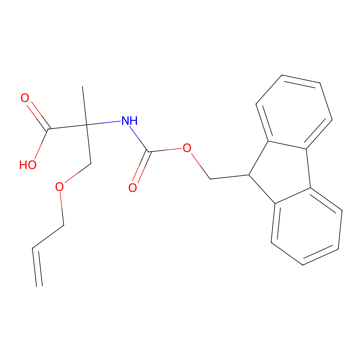 (S)-2-((((9H-Fluoren-9-yl)methoxy)carbonyl)amino)-3-(allyloxy)-2-methylpropanoic acid molecular structure, CAS 1191429-04-5