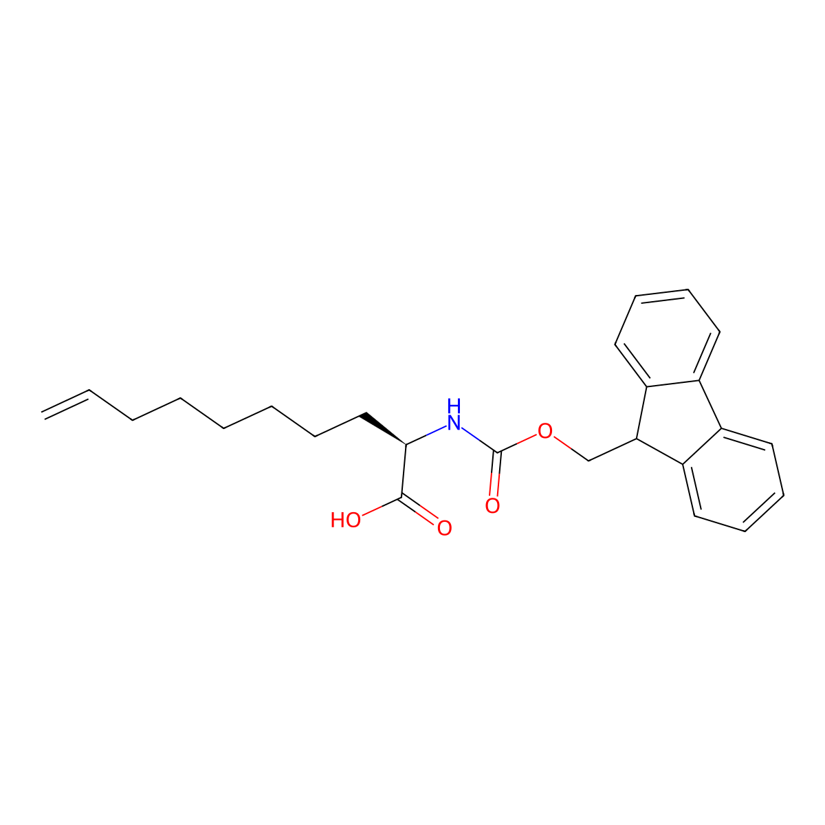 (R)-2-((((9H-Fluoren-9-yl)methoxy)carbonyl)amino)dec-9-enoic acid molecular structure, CAS 1191429-20-5