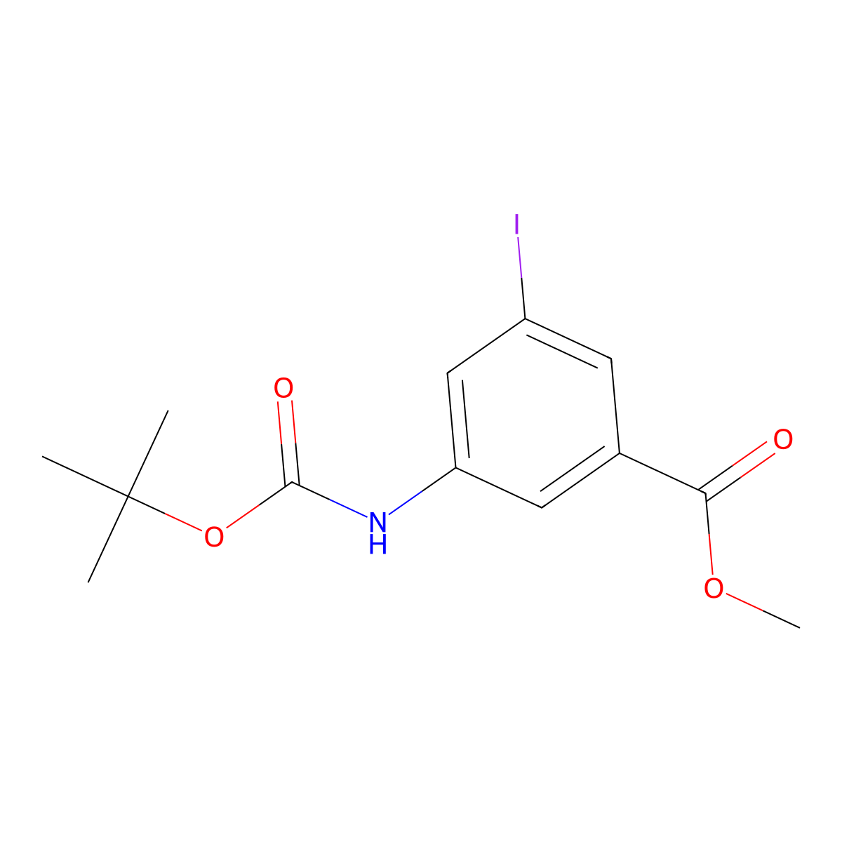 Methyl 3-{[(tert-butoxy)carbonyl]amino}-5-iodobenzoate molecular structure, CAS 1191446-91-9