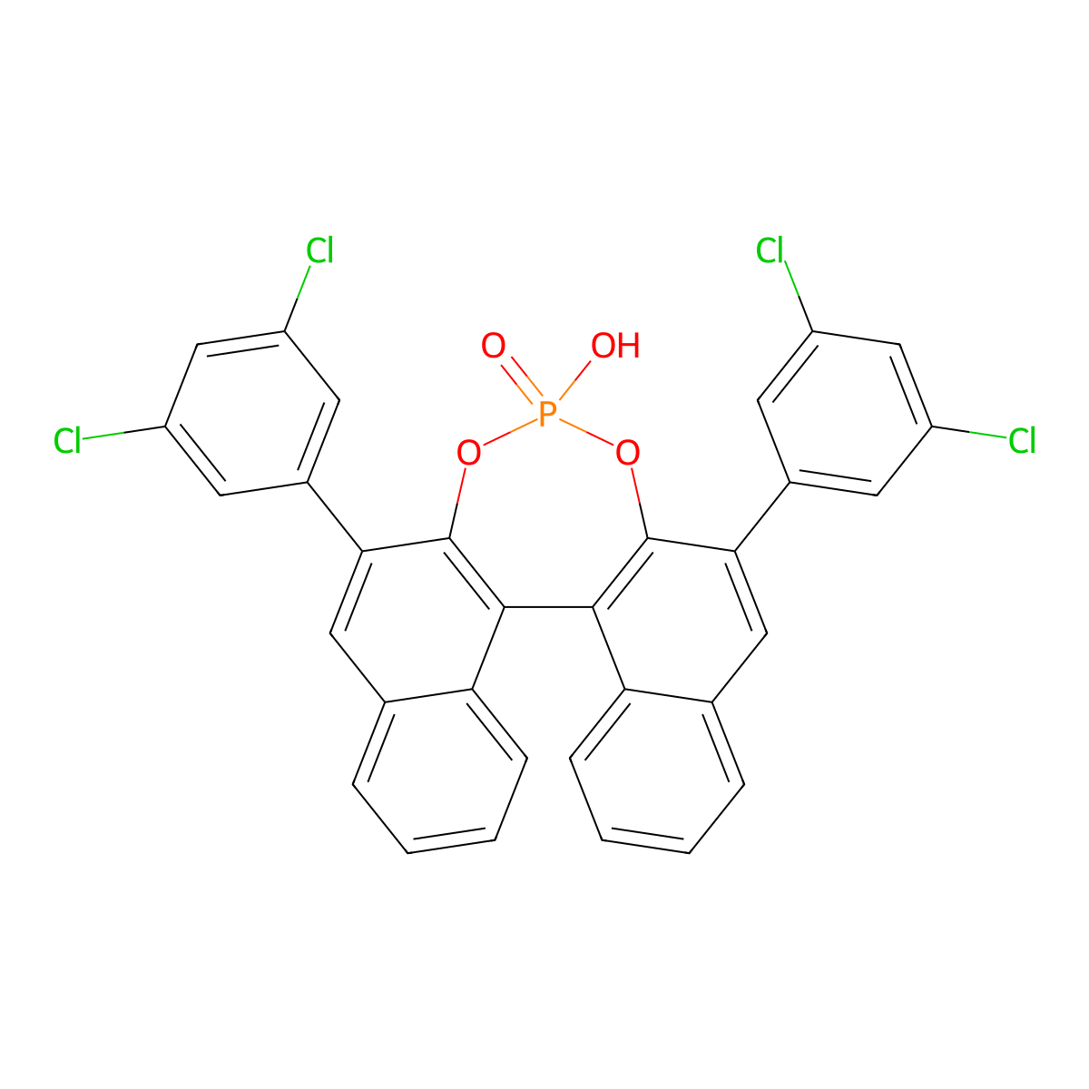 (R)-3,3'-Bis(3,5-dichlorophenyl)-1,1'-binapthyl-2,2'-diyl hydrogenphosphate molecular structure, CAS 1191451-24-7