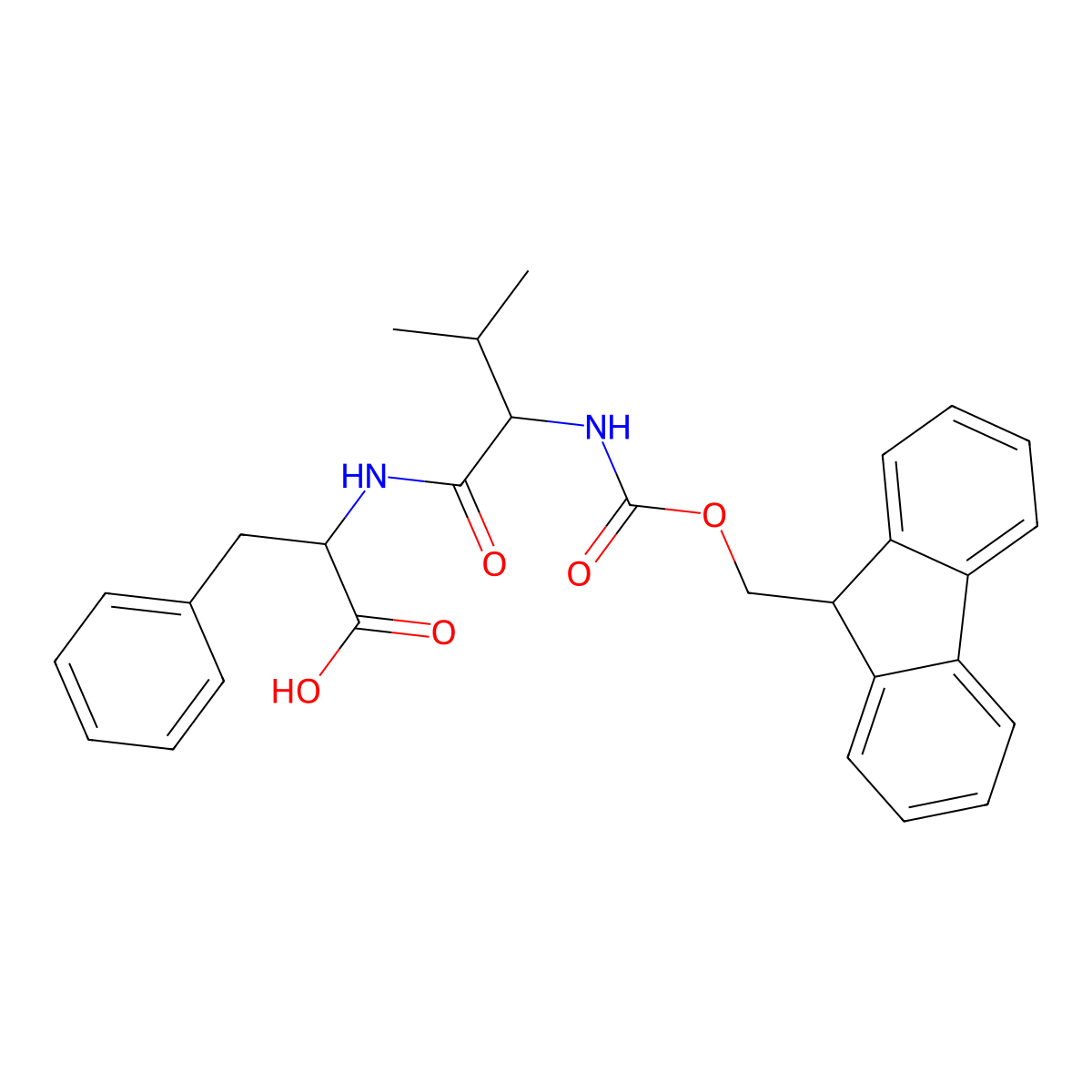 (2R)-2-[(2R)-2-({[(9H-fluoren-9-yl)methoxy]carbonyl}amino)-3-methylbutanamido]-3-phenylpropanoic acid molecular structure, CAS 119153-91-2